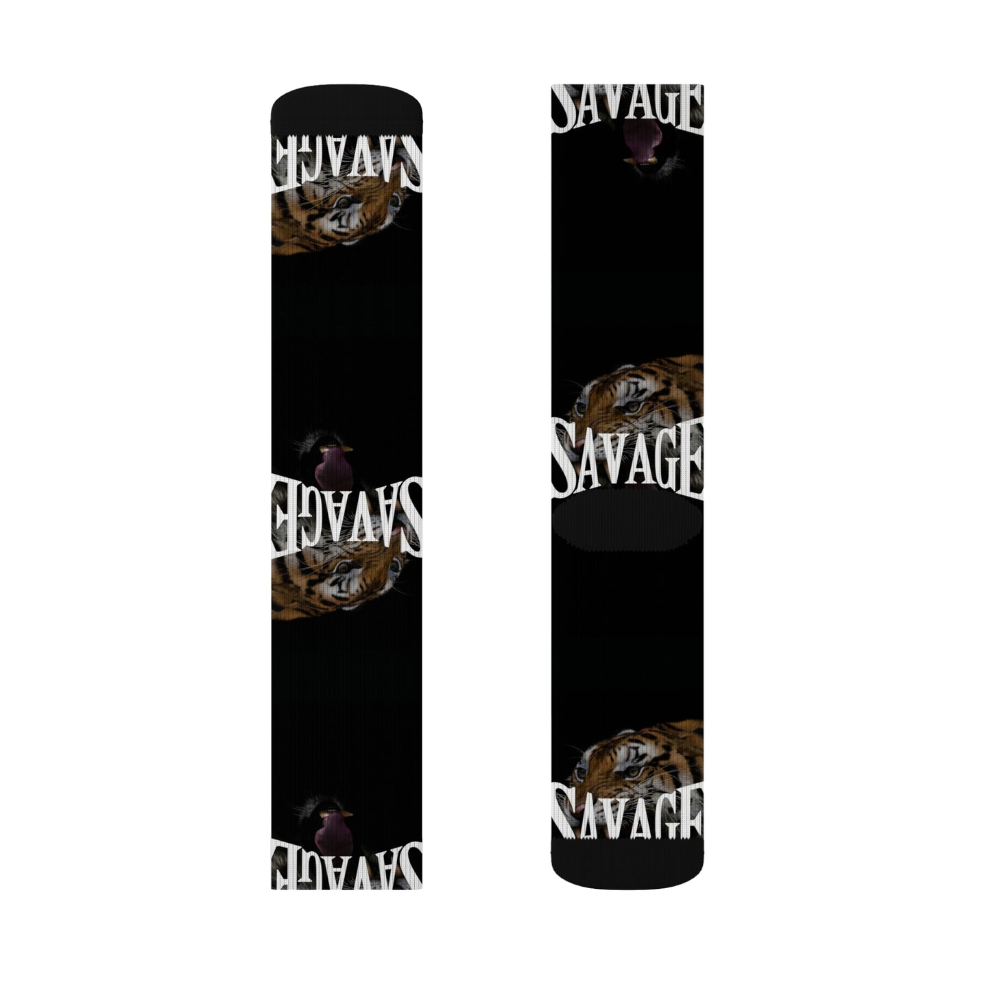 Savage Tiger Sublimation Socks - Bold Animal Print Crew Socks for Wild Style