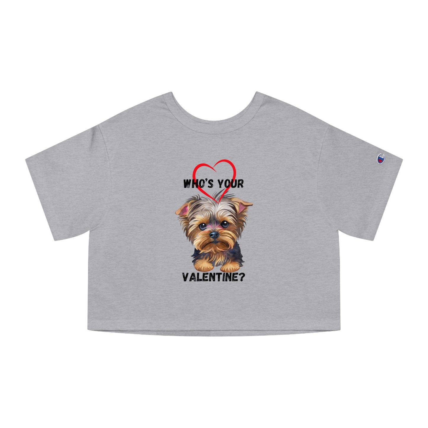 Valentine's Day Cropped T-Shirt with Yorkie Design