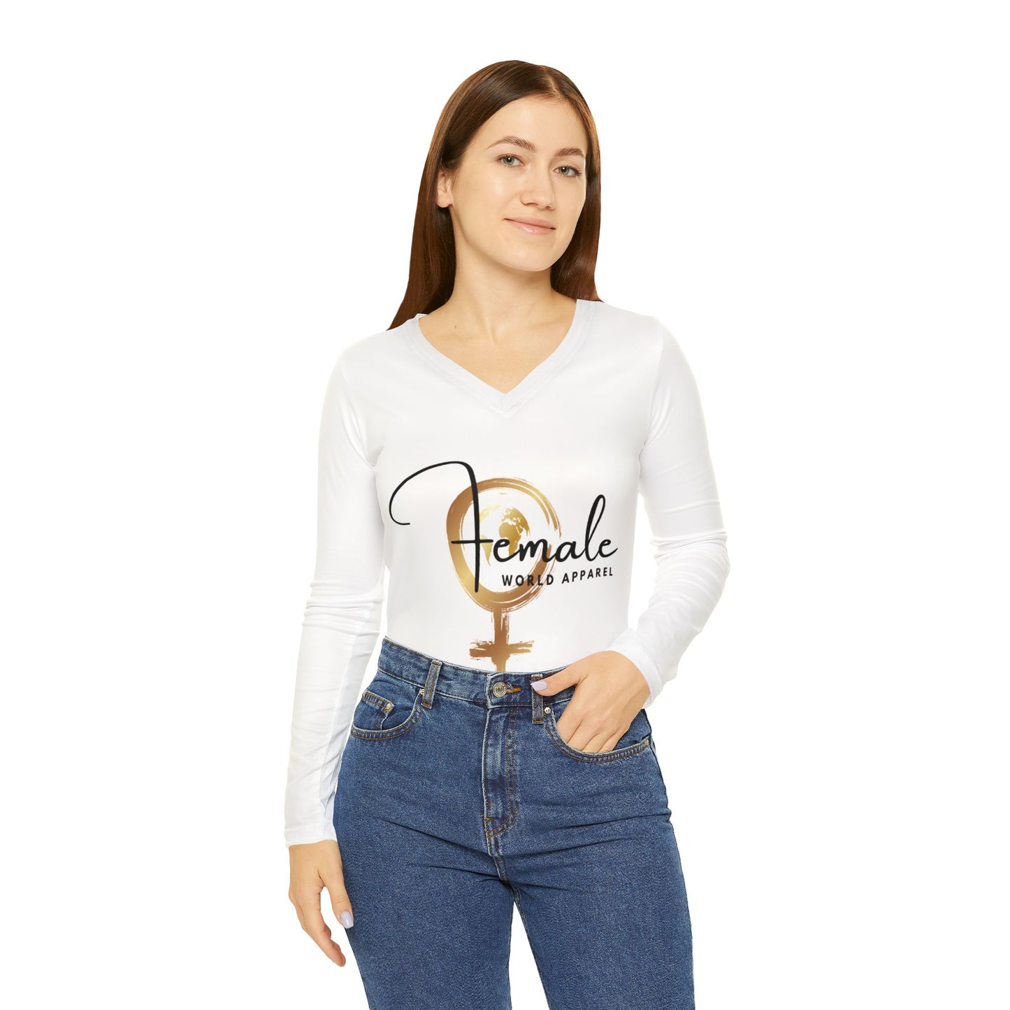 Empowerment V-Neck Long Sleeve Shirt for Women - Female World Apparel