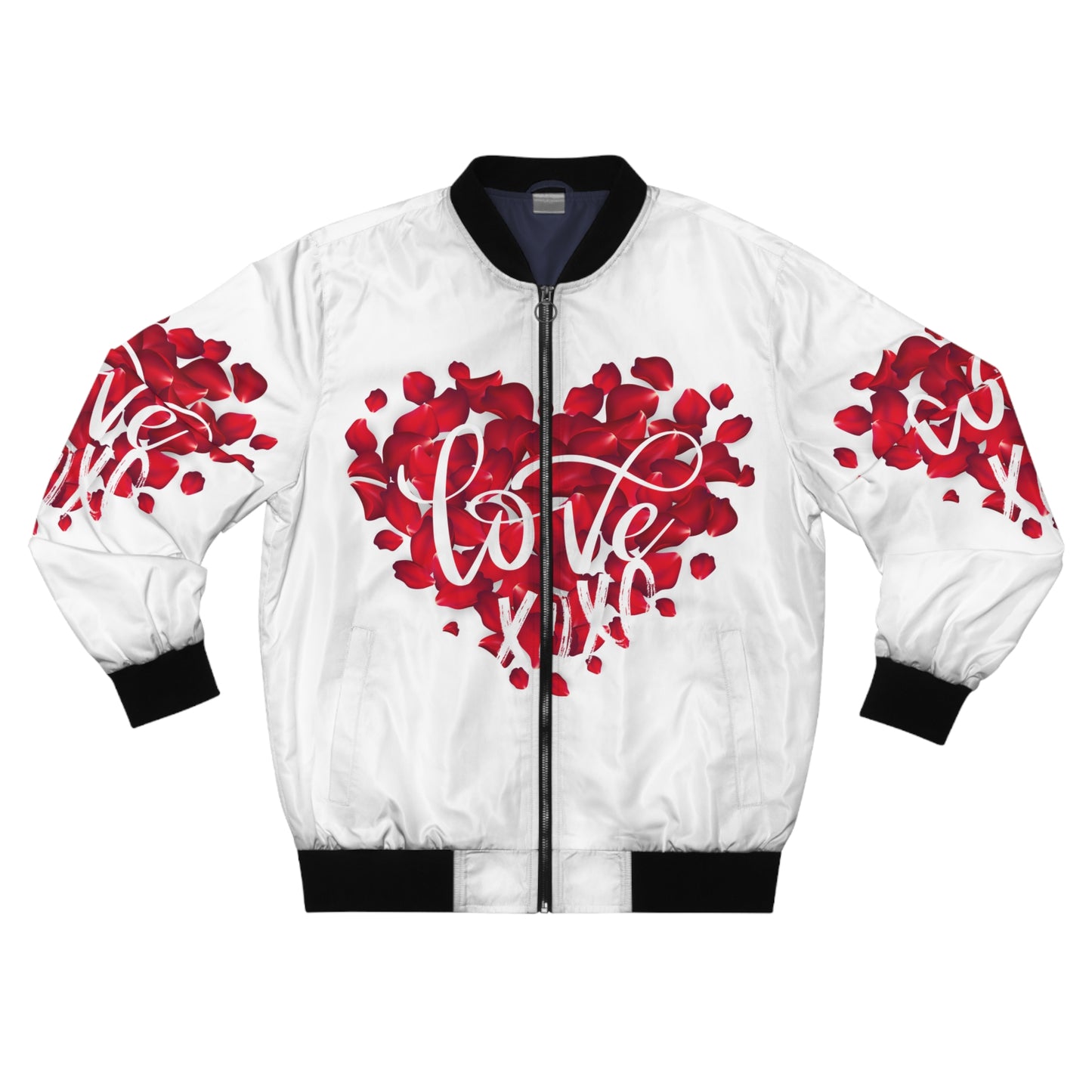 Romantic Love Rose Heart Bomber Jacket for Men