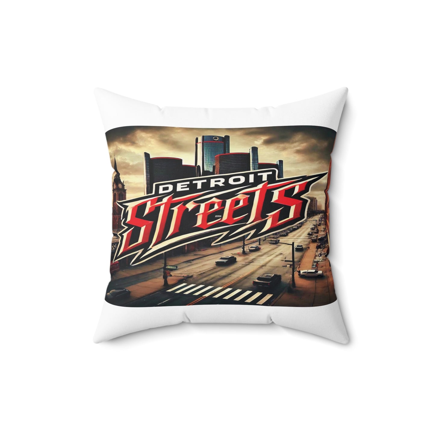 Detroit Streets Decor Pillow - Urban Home Accent Cushion