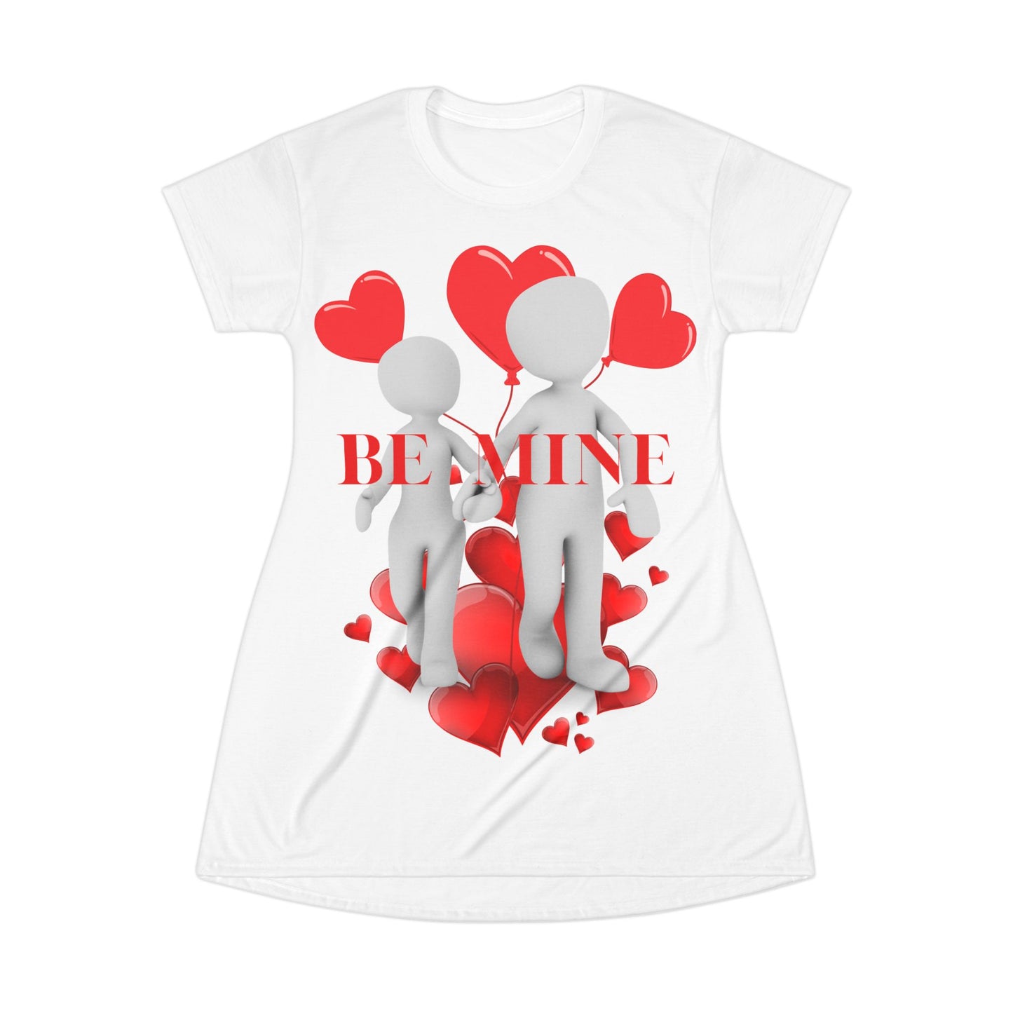 Be Mine Heart-Themed T-Shirt Dress for Couples