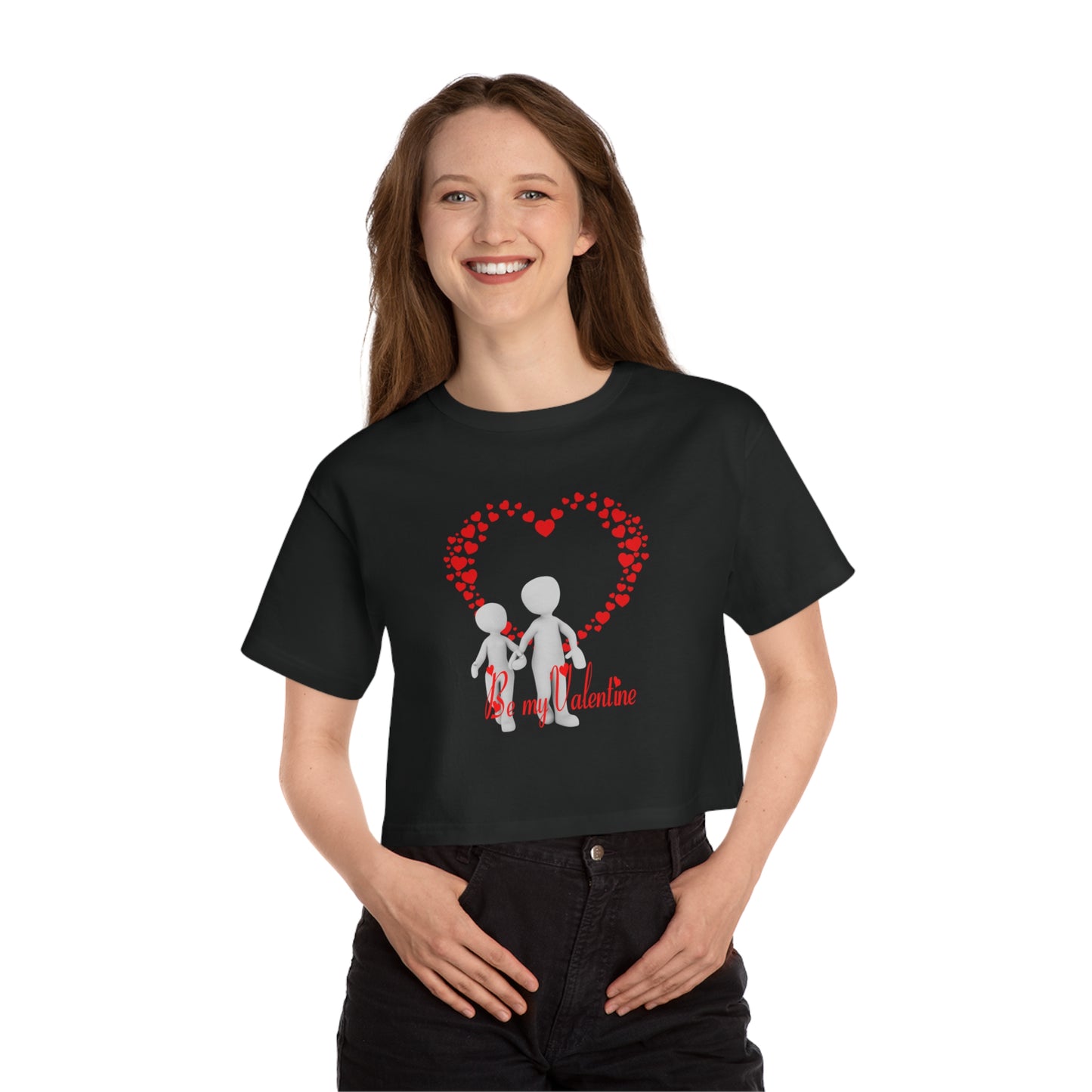 Valentine's Day Women's Cropped T-Shirt - 'Be My Valentine' Heart Design