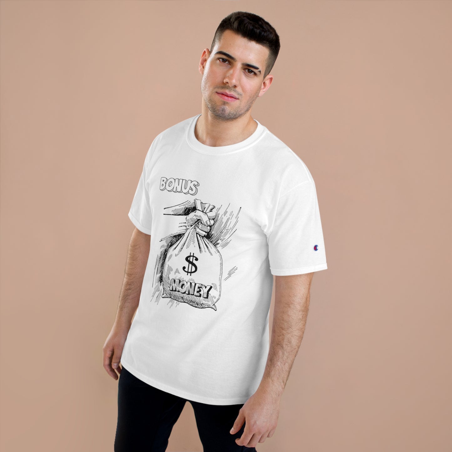 Champion Bonus Money Graphic T-Shirt - Casual Wear for Celebrations & Gift Giving