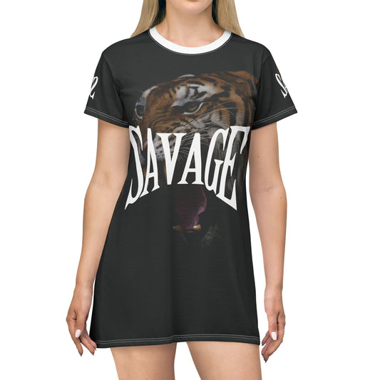 Savage Tiger Graphic T-Shirt Dress - Fierce & Fashionable