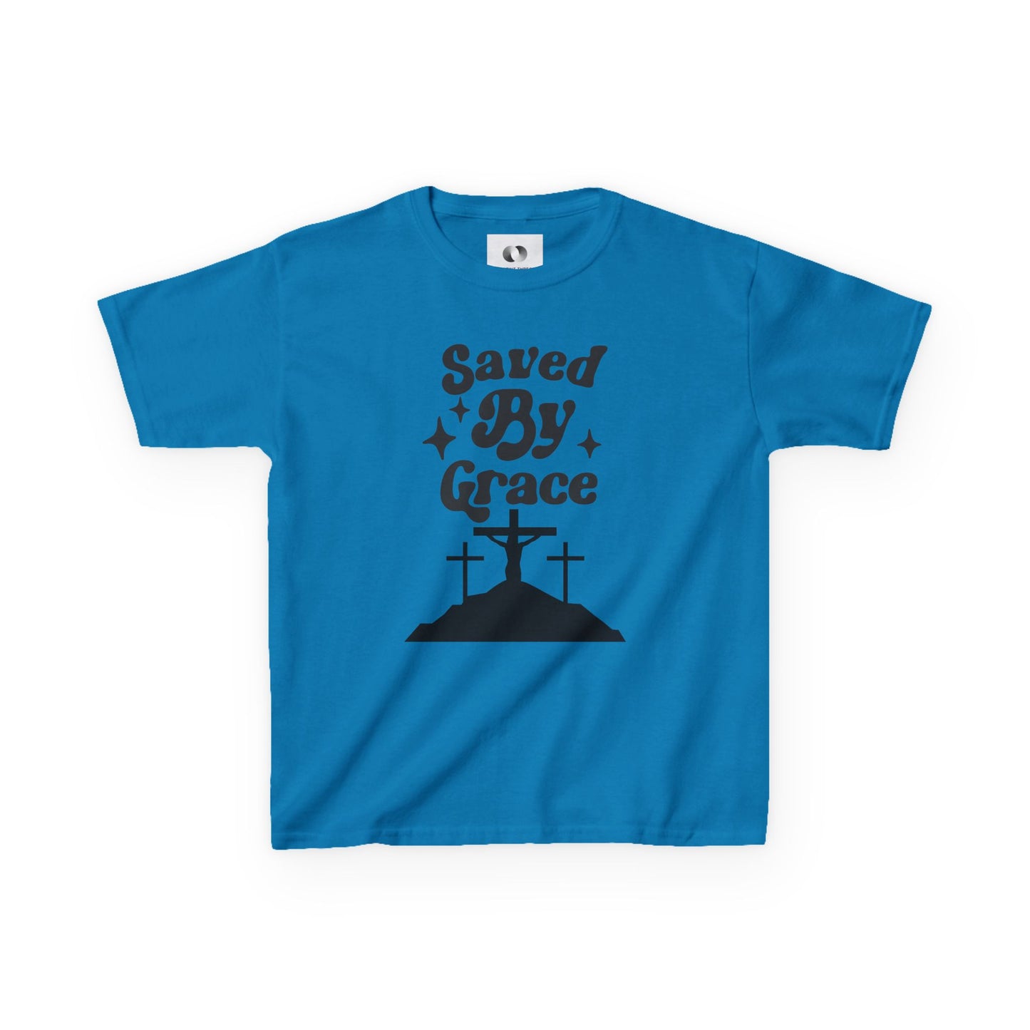 Kids Heavy Cotton™ Tee - 'Saved By Grace' Christian T-Shirt