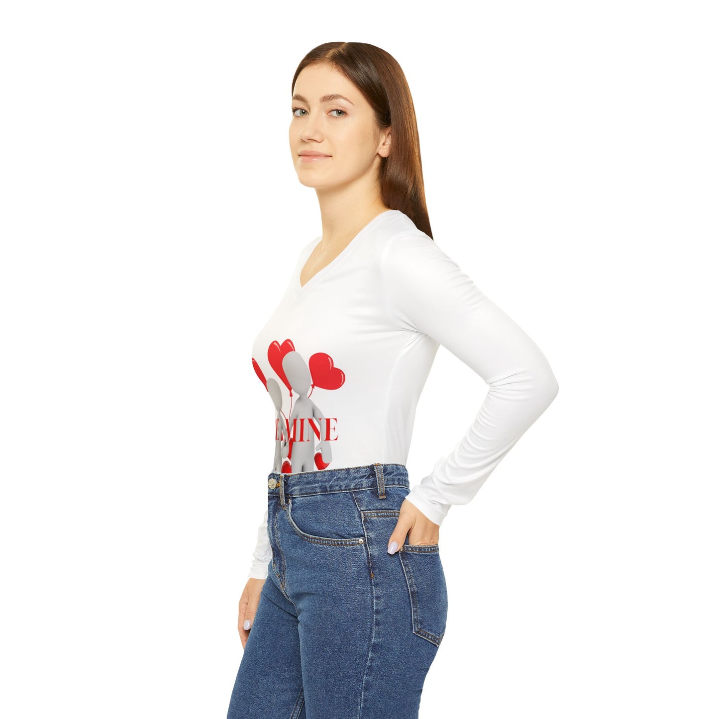 Valentine's Day 'Be Mine' Women's Long Sleeve V-Neck Shirt