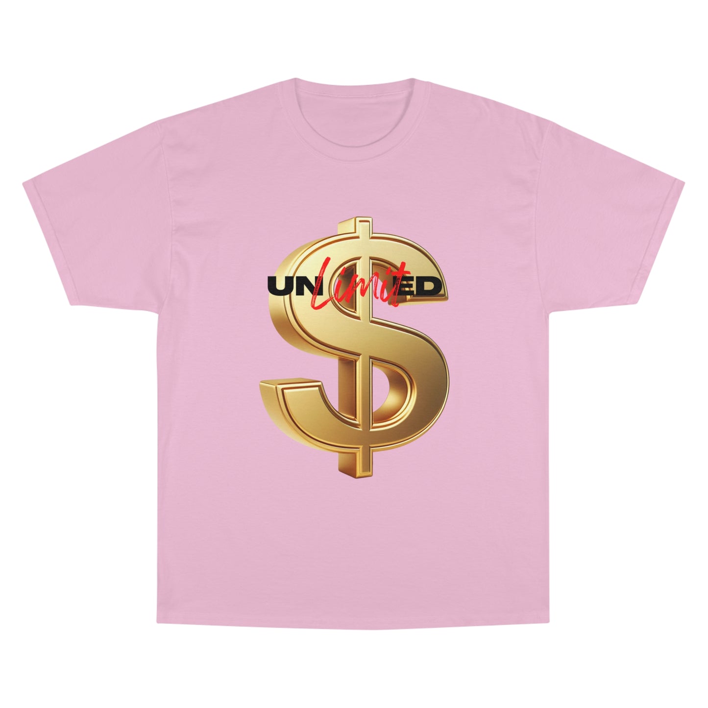 Limited Edition Champion T-Shirt - Gold Dollar Sign & 'Unlimited' Print