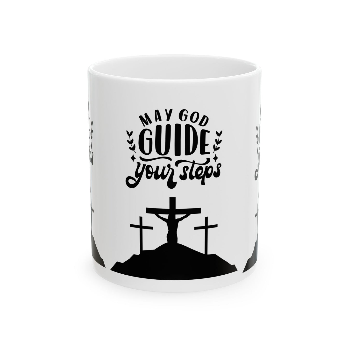 Inspirational Ceramic Mug - "May God Guide Your Steps" - Christian Gift for Faith & Encouragement