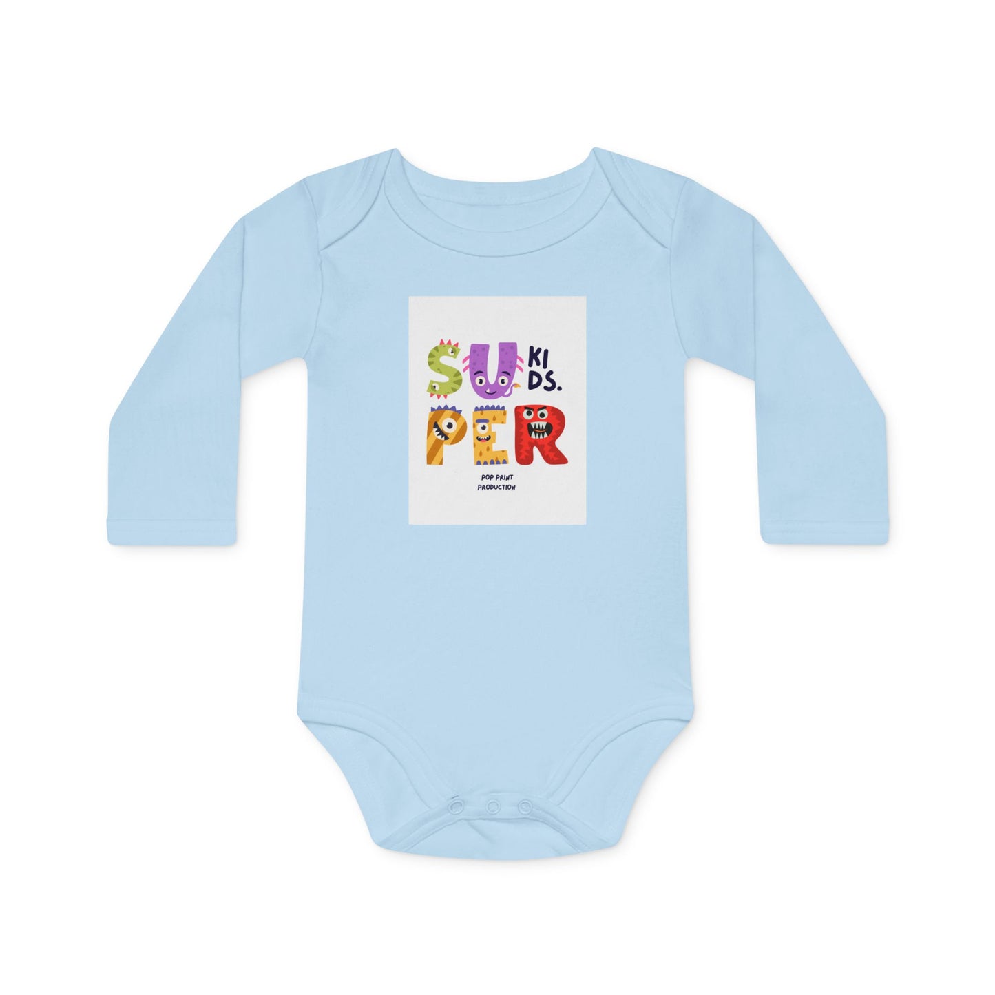 Super Kids Long-Sleeve Organic Baby Bodysuit - Cute & Colorful Design for Infants