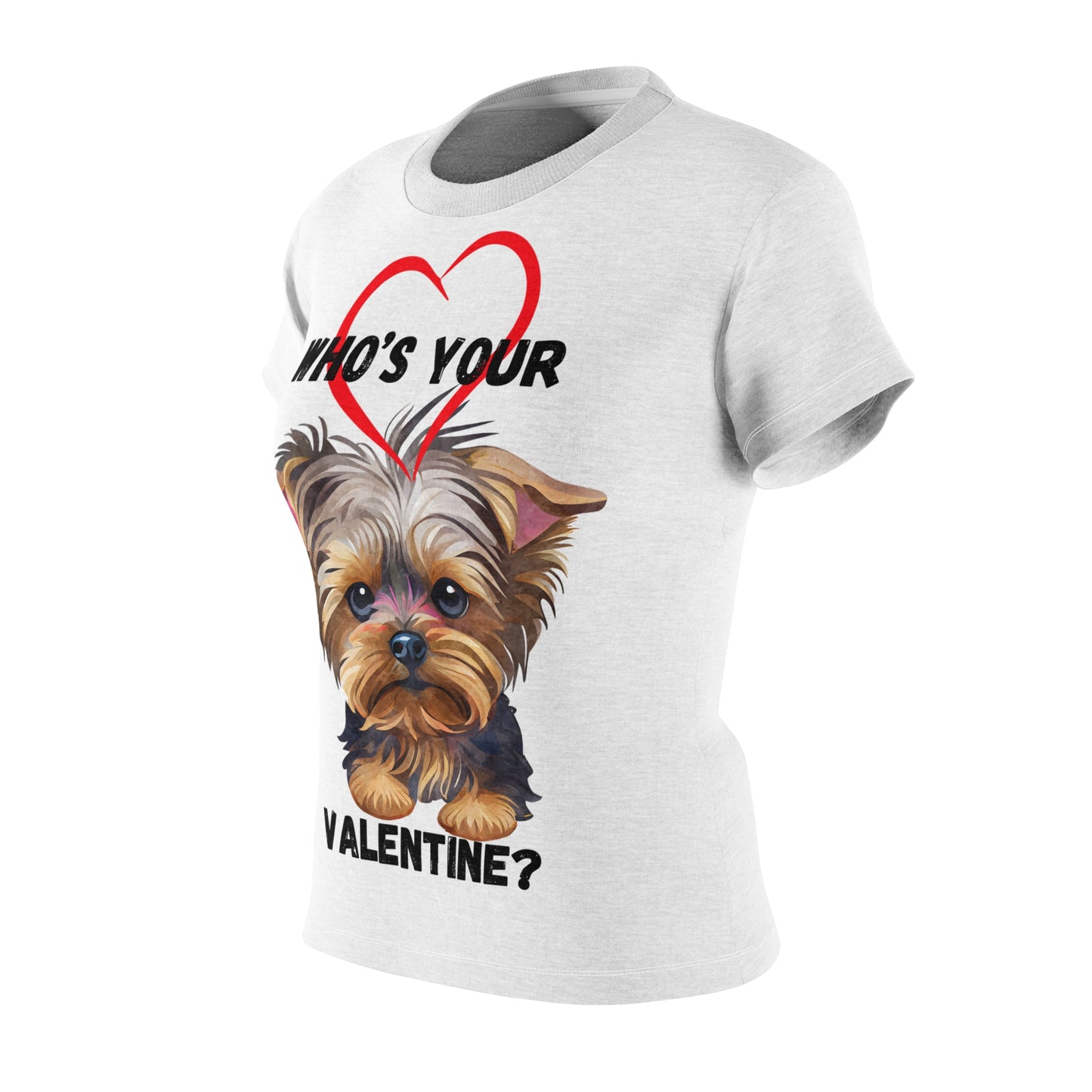 Valentine's Dog Lover Tee - Who's Your Valentine? Cute Women's Cut & Sew T-Shirt