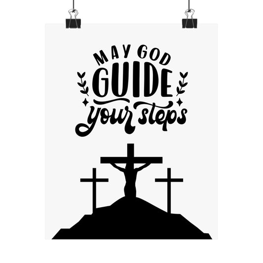 Inspirational Matte Vertical Poster - 'May God Guide Your Steps'