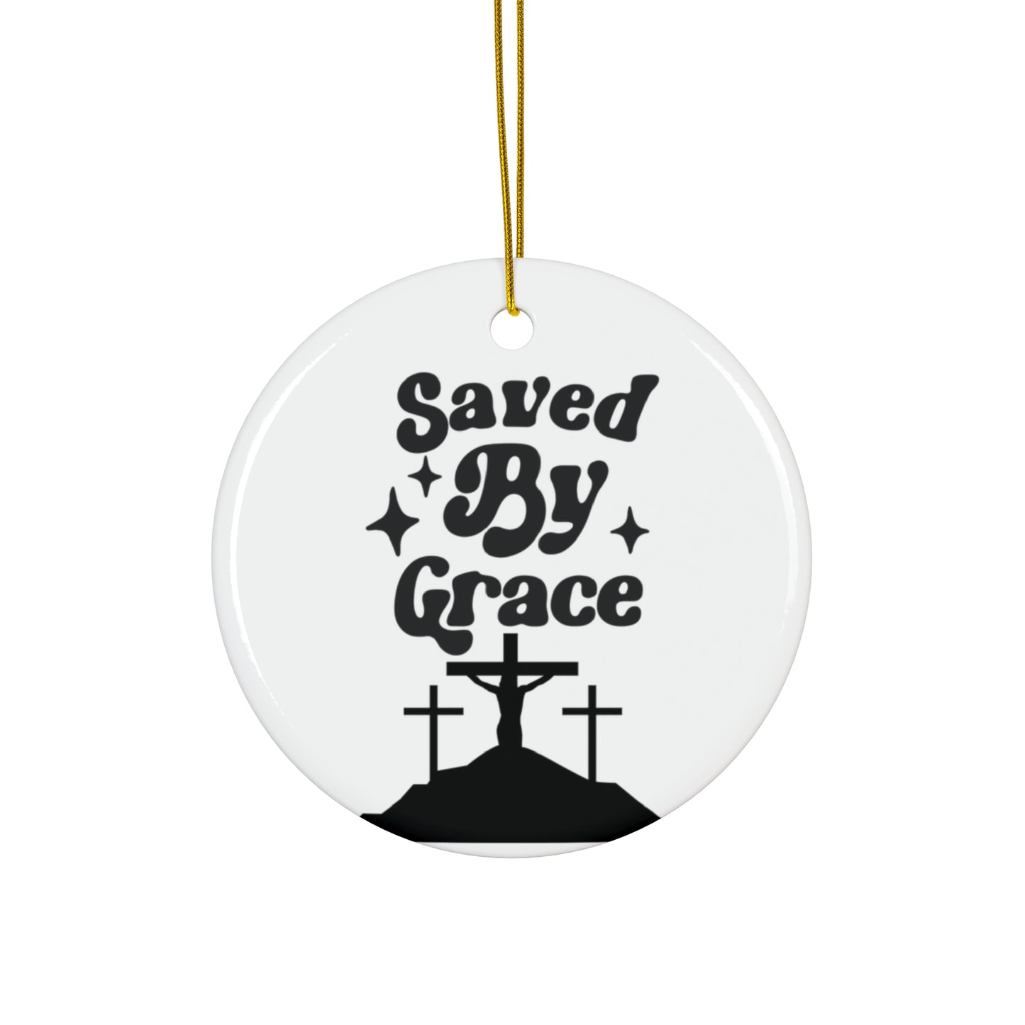 Saved By Grace Ceramic Ornament - Faith-Inspired Star Decor for Christmas & Celebrations