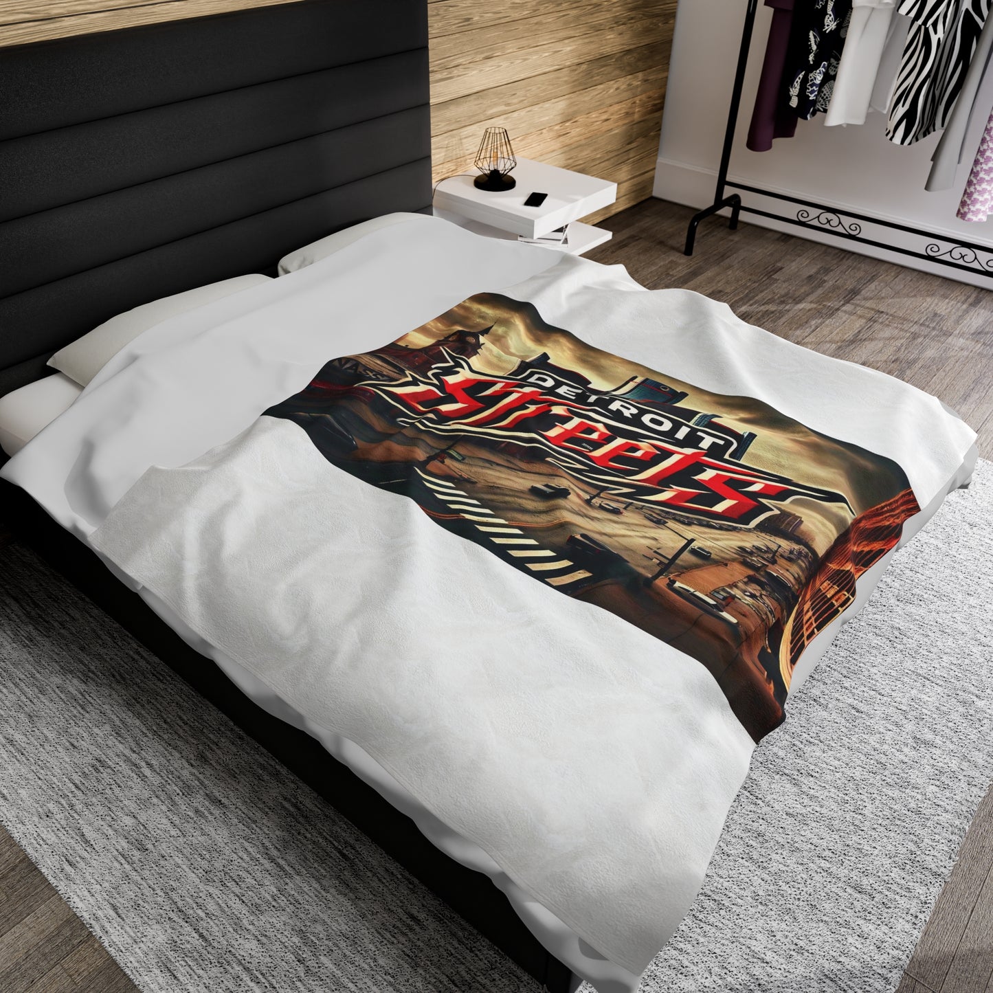 Detroit Streets Velveteen Plush Blanket - Cozy Urban Comfort for Home Decor