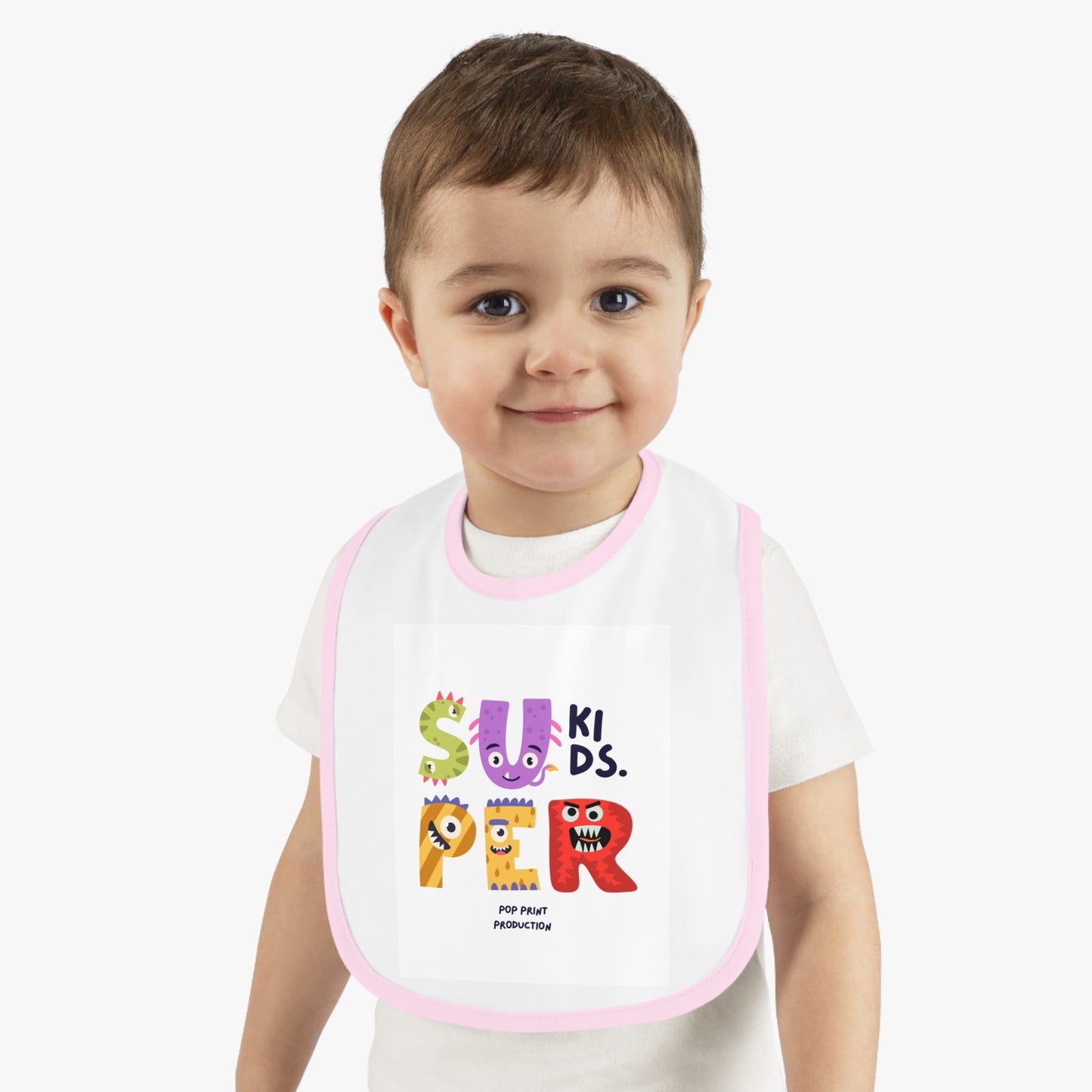 Super Kids Contrast Trim Baby Bib - Fun & Playful Design for Messy Meals