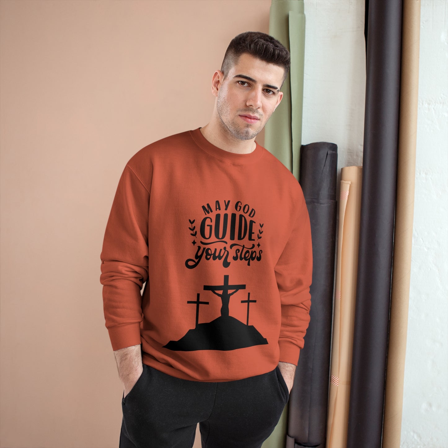 Faith-Inspired Champion Sweatshirt - "May God Guide Your Steps"