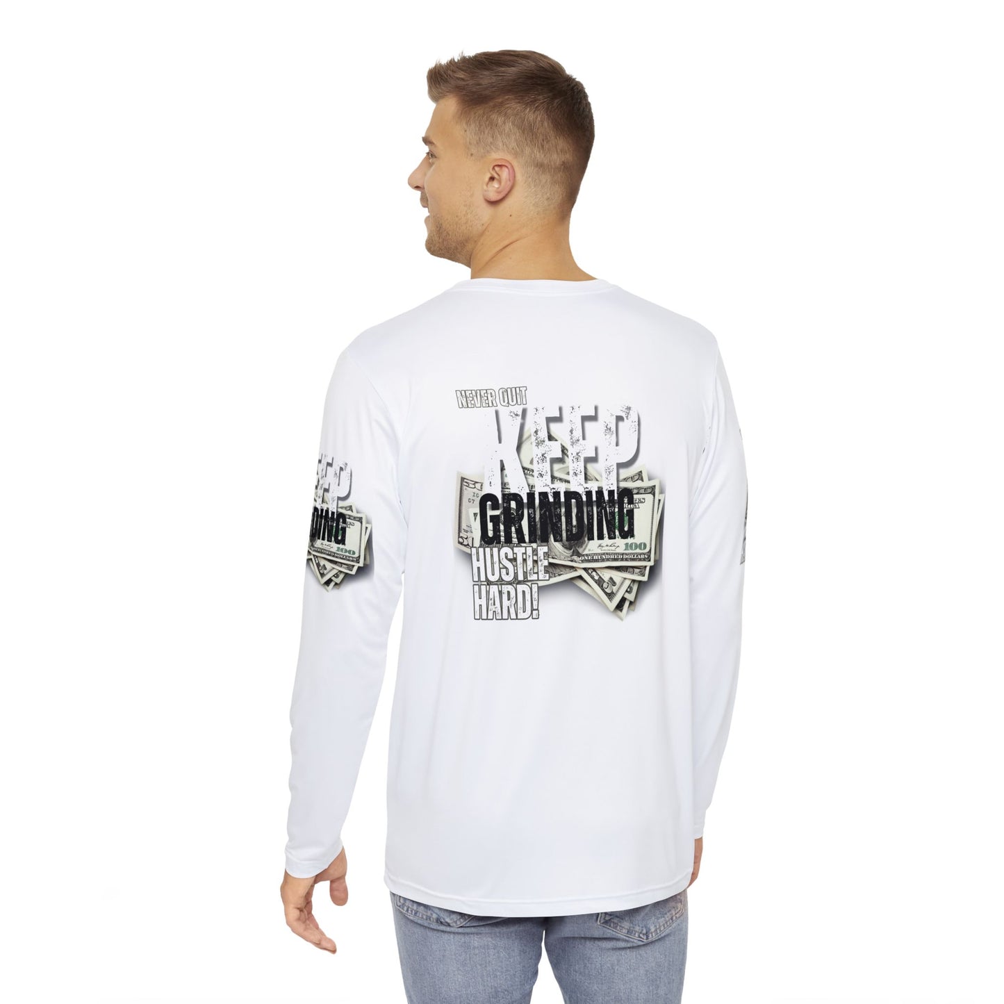 Keep Grinding Men's Long Sleeve Shirt - Motivational Hustle Tee