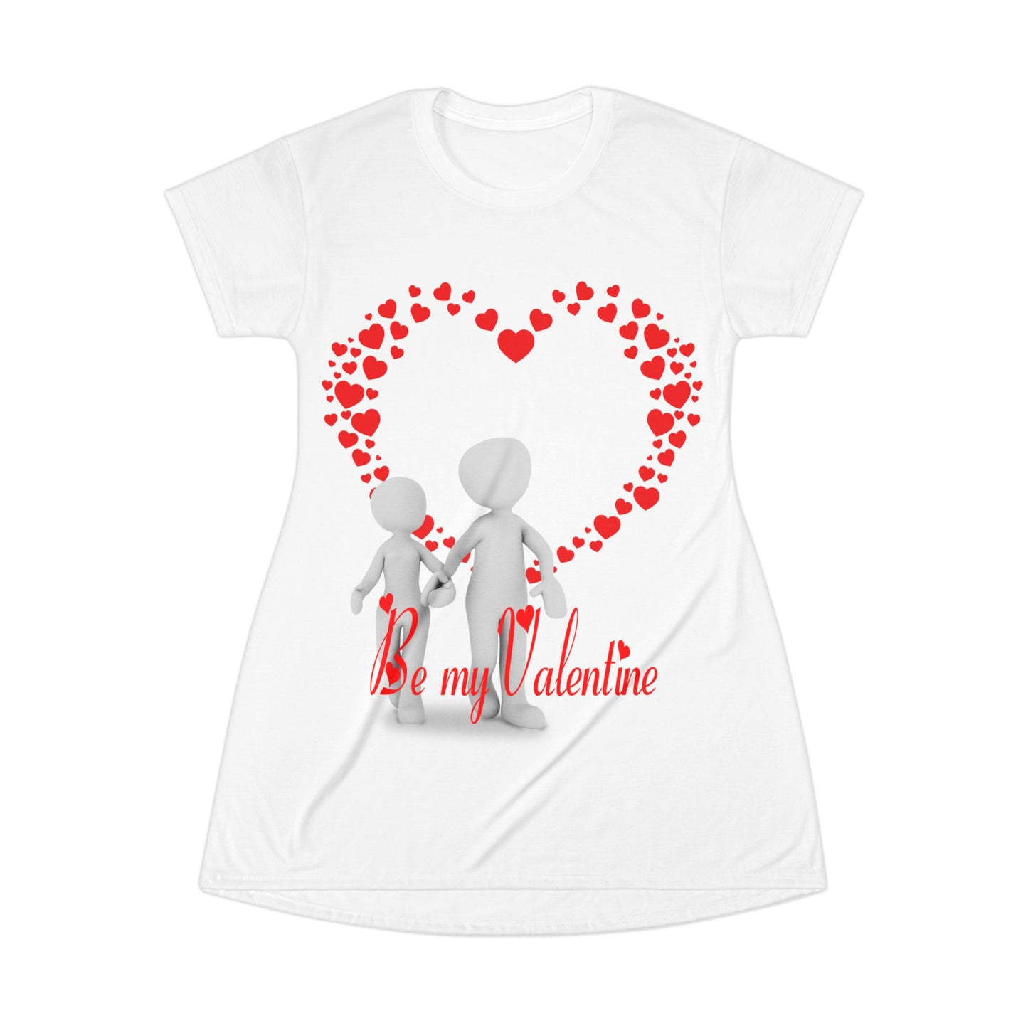 Be My Valentine T-Shirt Dress - Cute Heart Design for Romantic Occasions