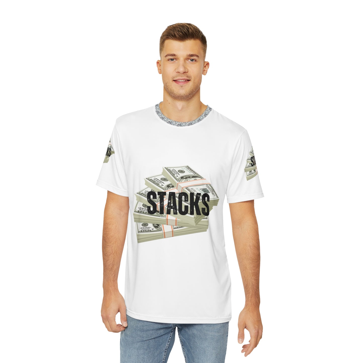 Men's Money Stacks Tee - Premium Polyester T-Shirt for Trendsetters