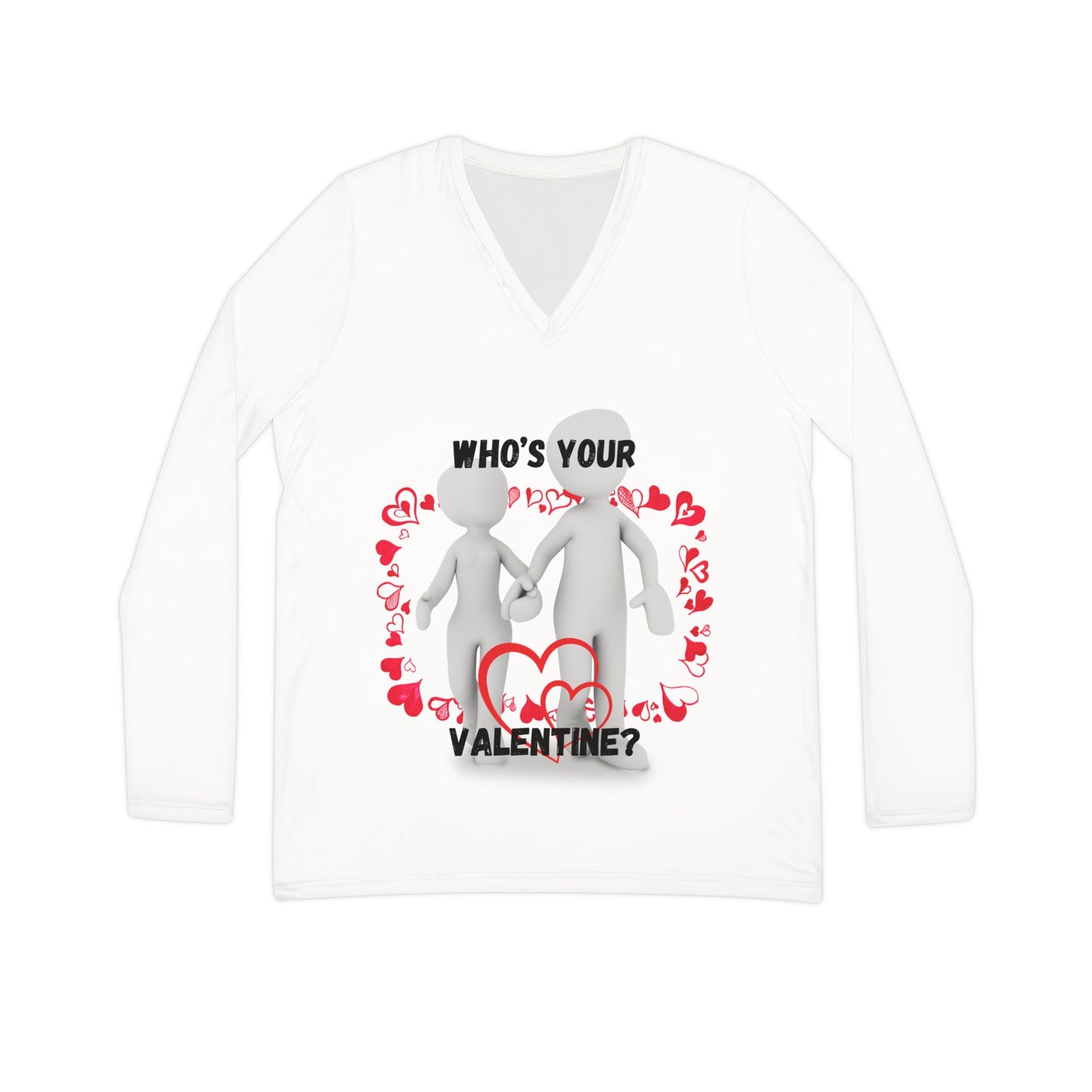 Valentine's Day Women's Long Sleeve V-Neck Shirt - 'Who's Your Valentine?'