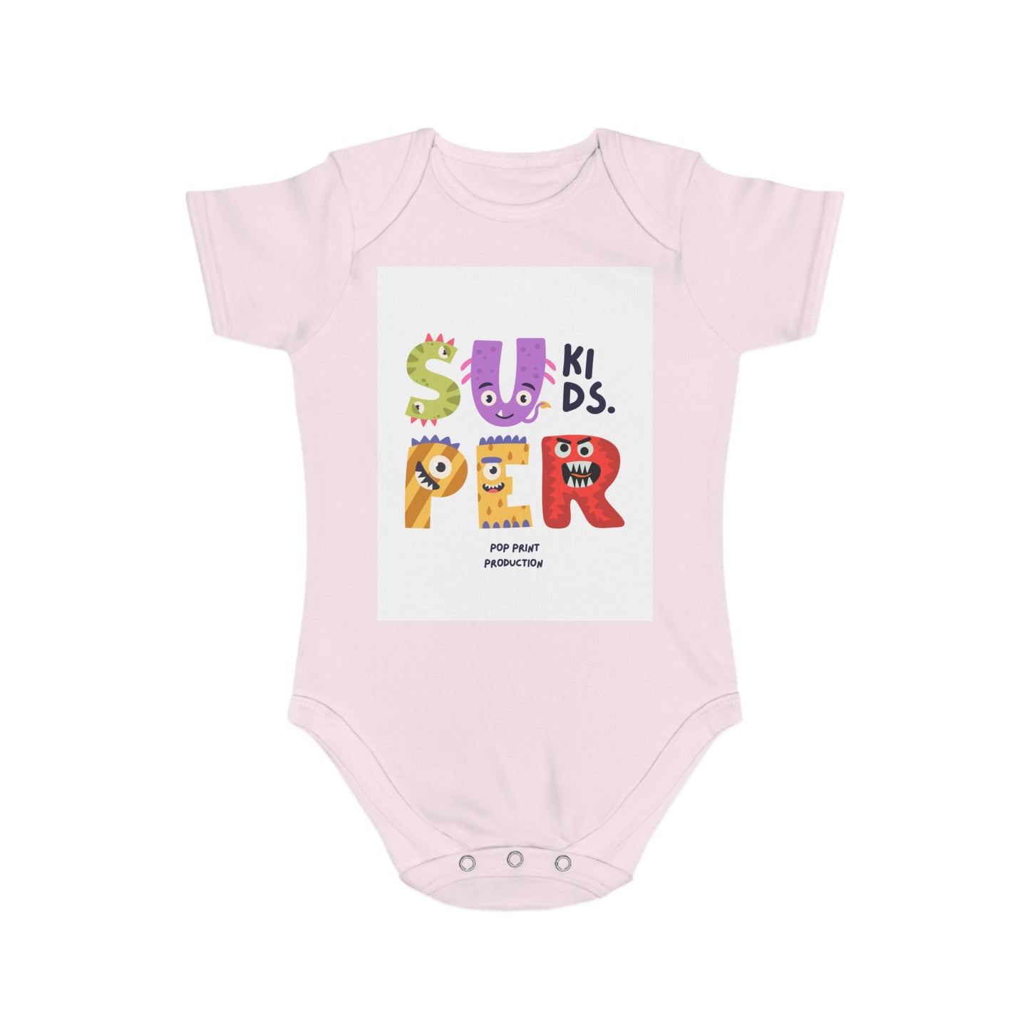 Super Kids Short Sleeve Baby Bodysuit - Fun & Colorful Design for Playful Infants