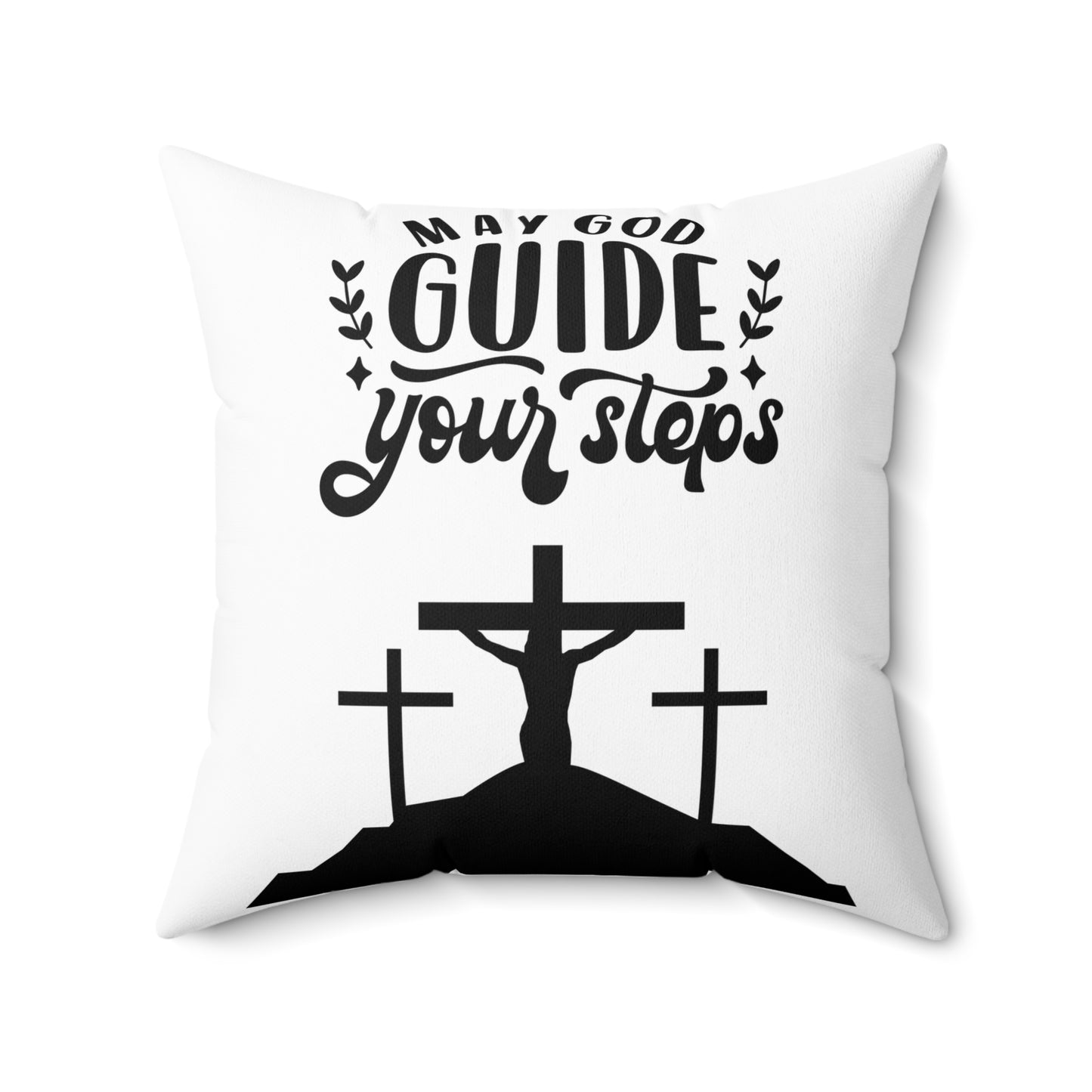 Inspirational Christian Square Pillow - 'May God Guide Your Steps'