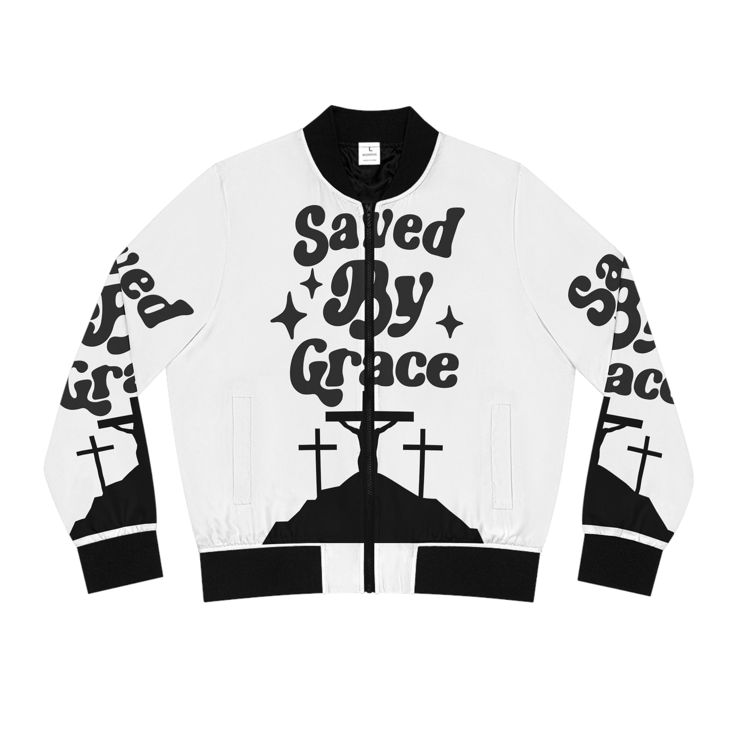 Saved By Grace Women's Bomber Jacket (AOP)