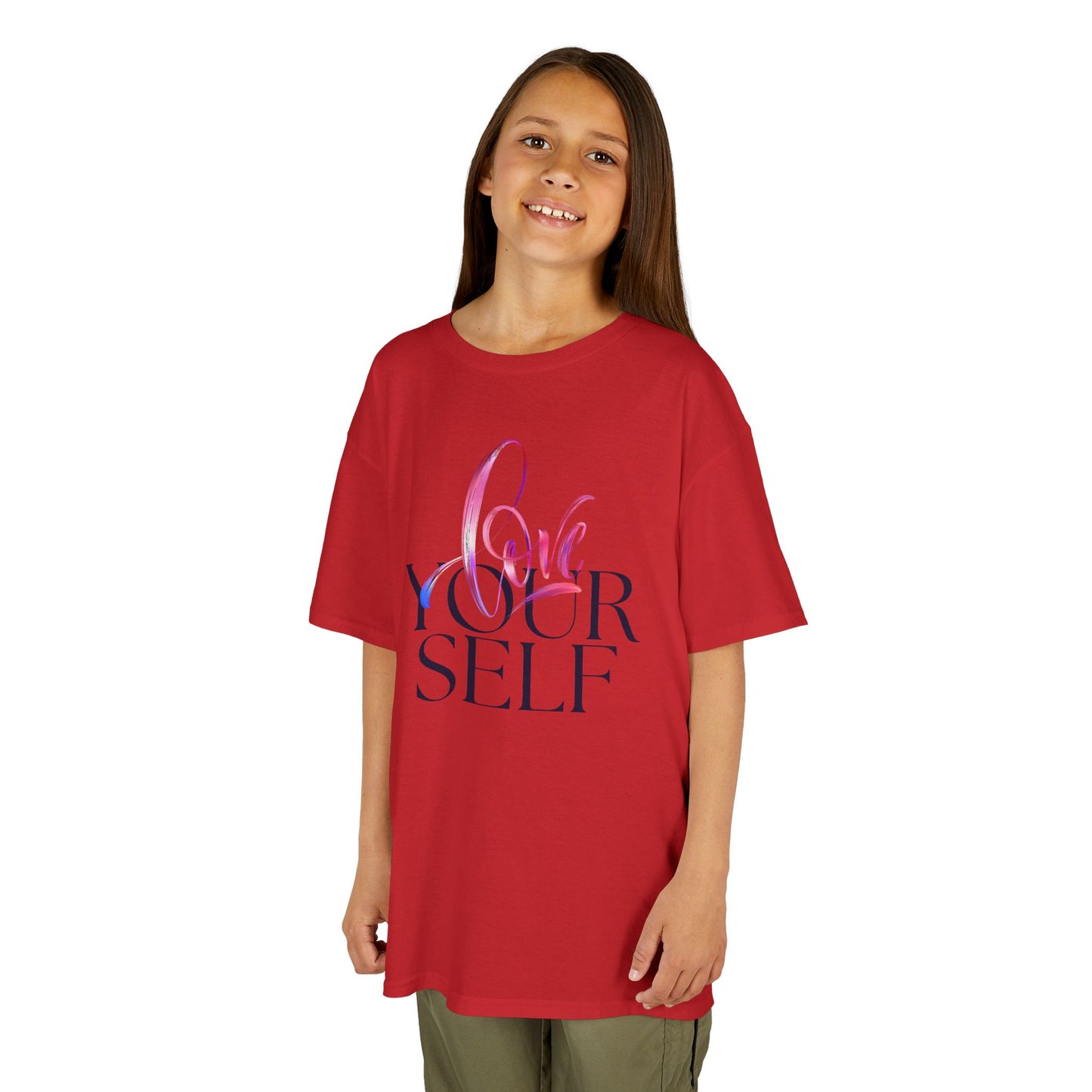 Kids 'Love Yourself' Heavy Cotton Tee - Positive Vibes & Self-Esteem T-Shirt