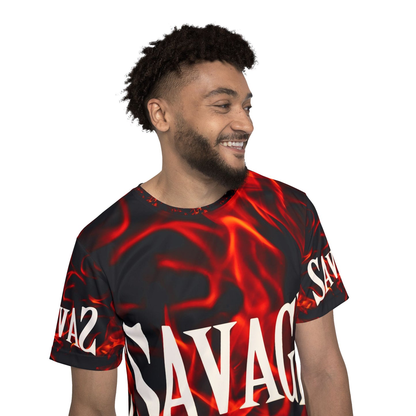 Savage Flames Men's Sports Jersey - Bold Graphic Tee for Athletes and Casual Wear