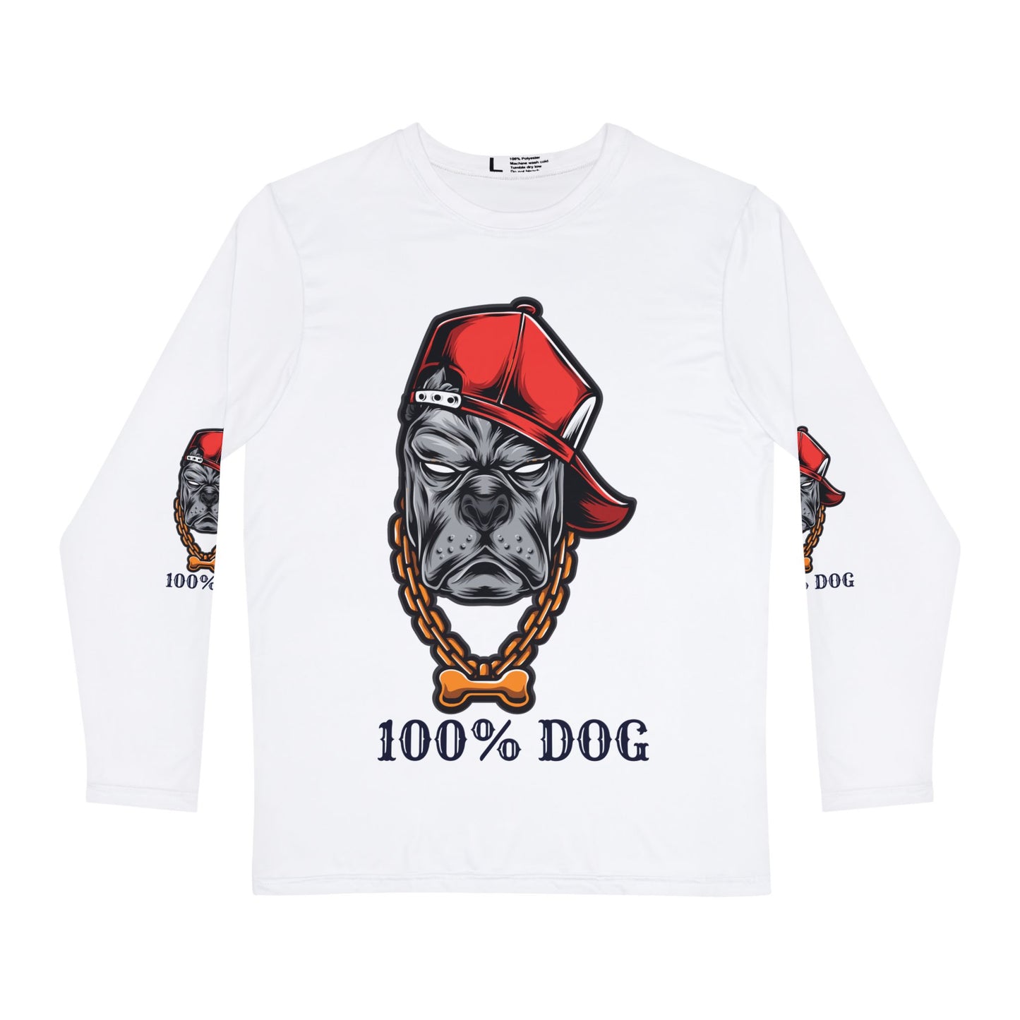 100% Dog Men's Long Sleeve Shirt - Fun Dog Lover Tee for Pet Enthusiasts