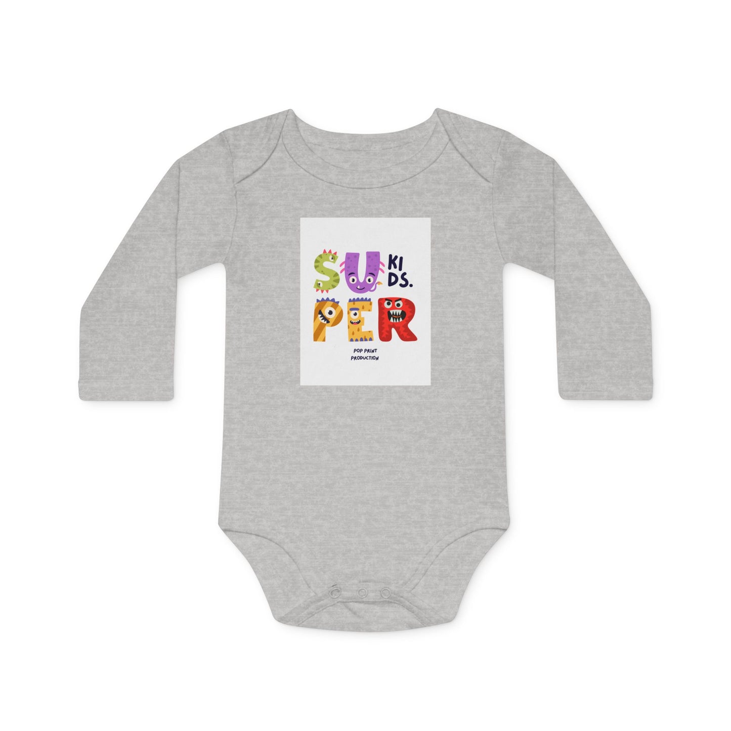 Super Kids Long-Sleeve Organic Baby Bodysuit - Cute & Colorful Design for Infants