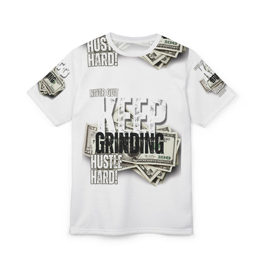 Motivational Hustle Tee - Keep Grinding, Unisex Cut & Sew Shirt