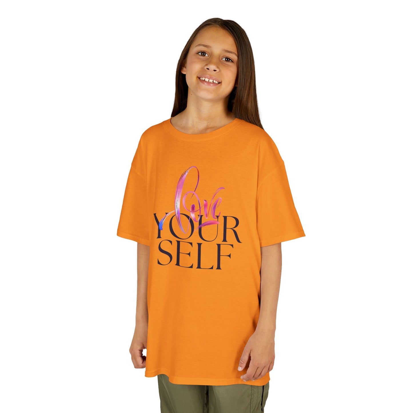 Kids 'Love Yourself' Heavy Cotton Tee - Positive Vibes & Self-Esteem T-Shirt