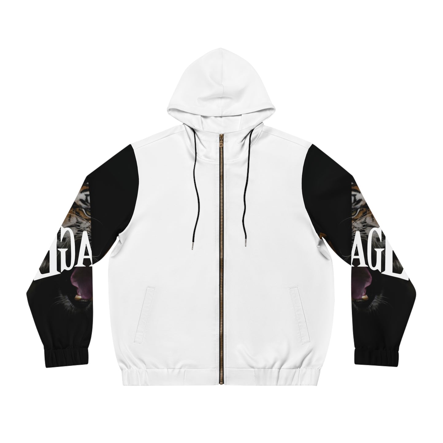 Savage Tiger Men's Full-Zip Hoodie - Fierce Tiger Design for Animal Lovers