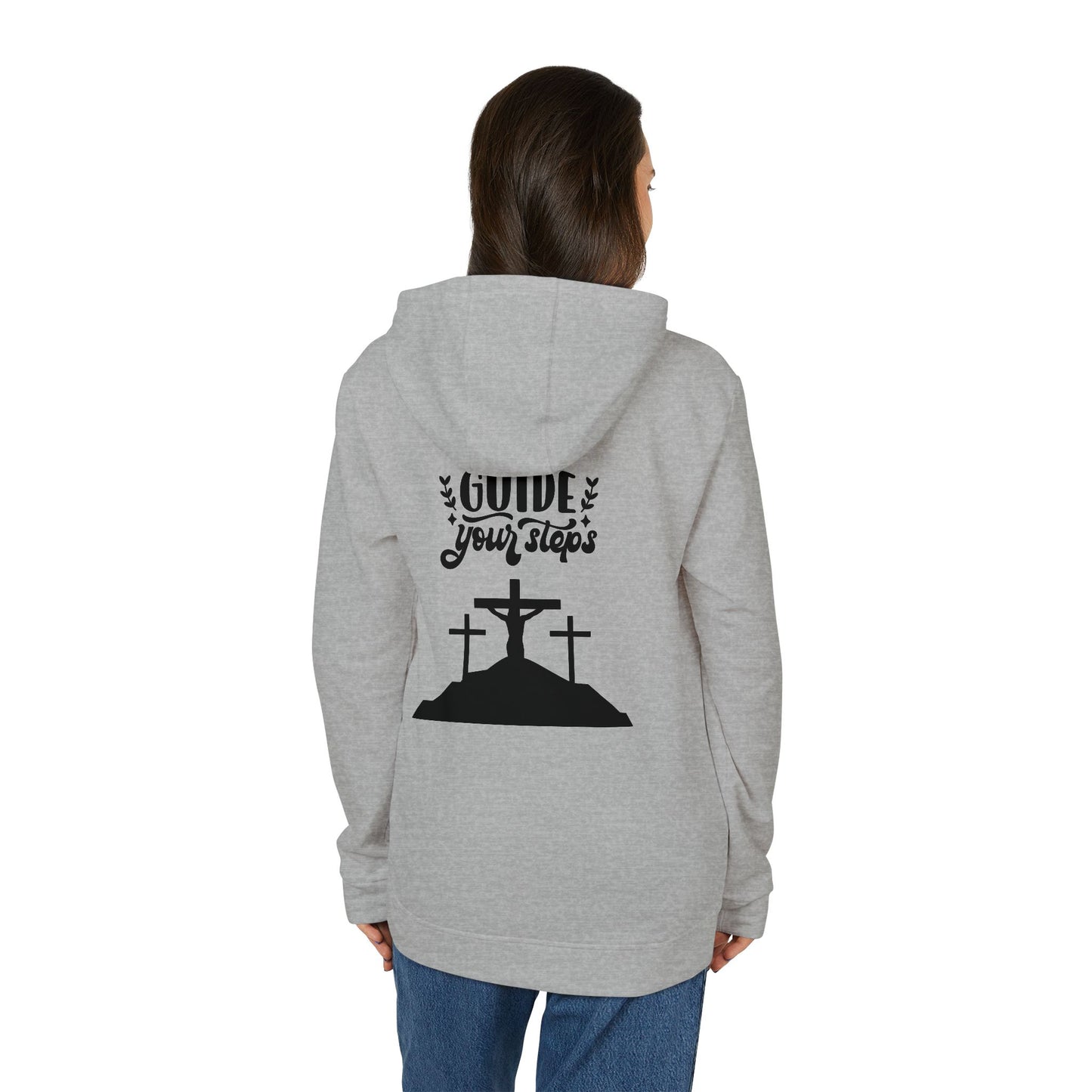 Inspirational Fleece Hoodie - "May God Guide Your Steps"