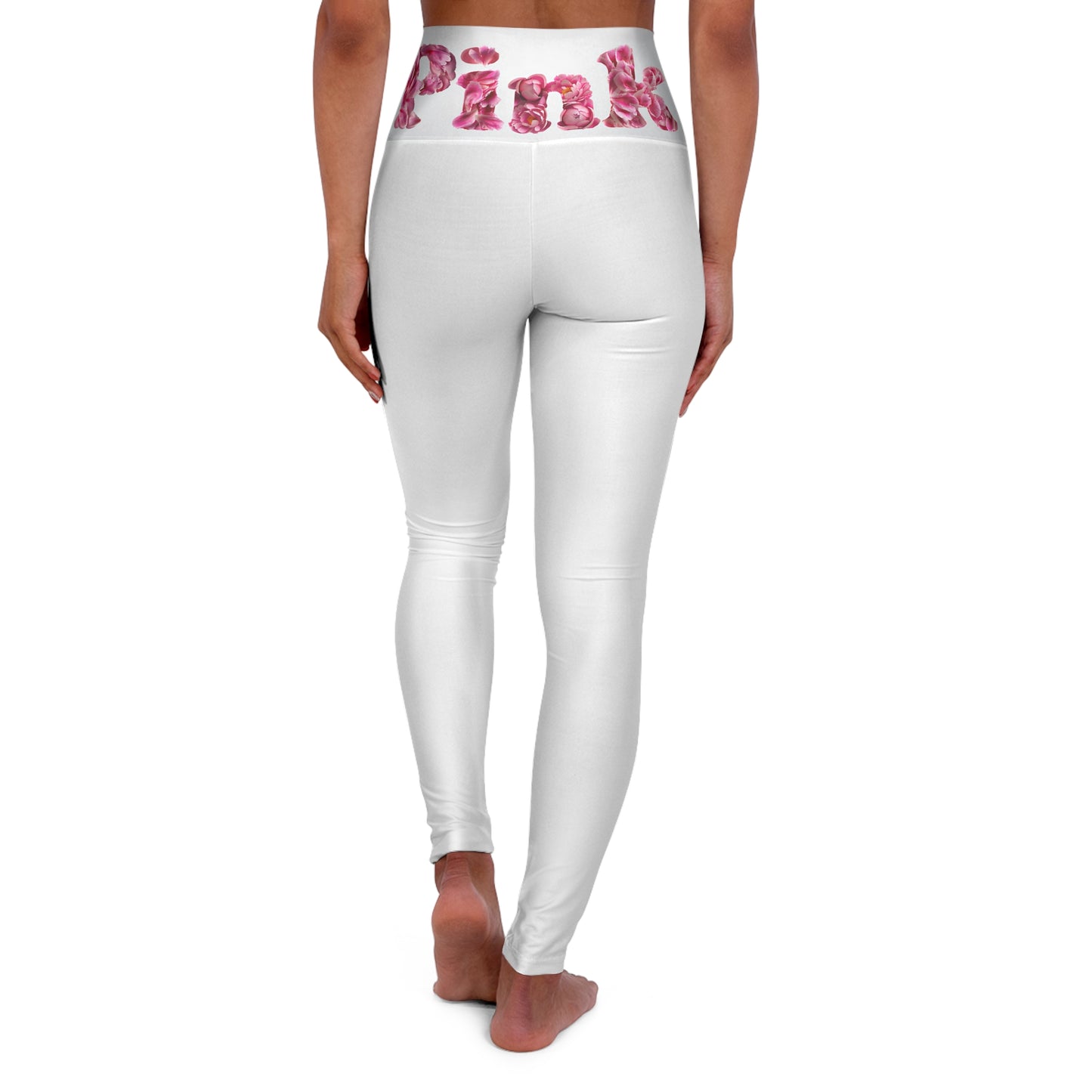 Pink Floral High Waisted Yoga Leggings for Comfort & Style