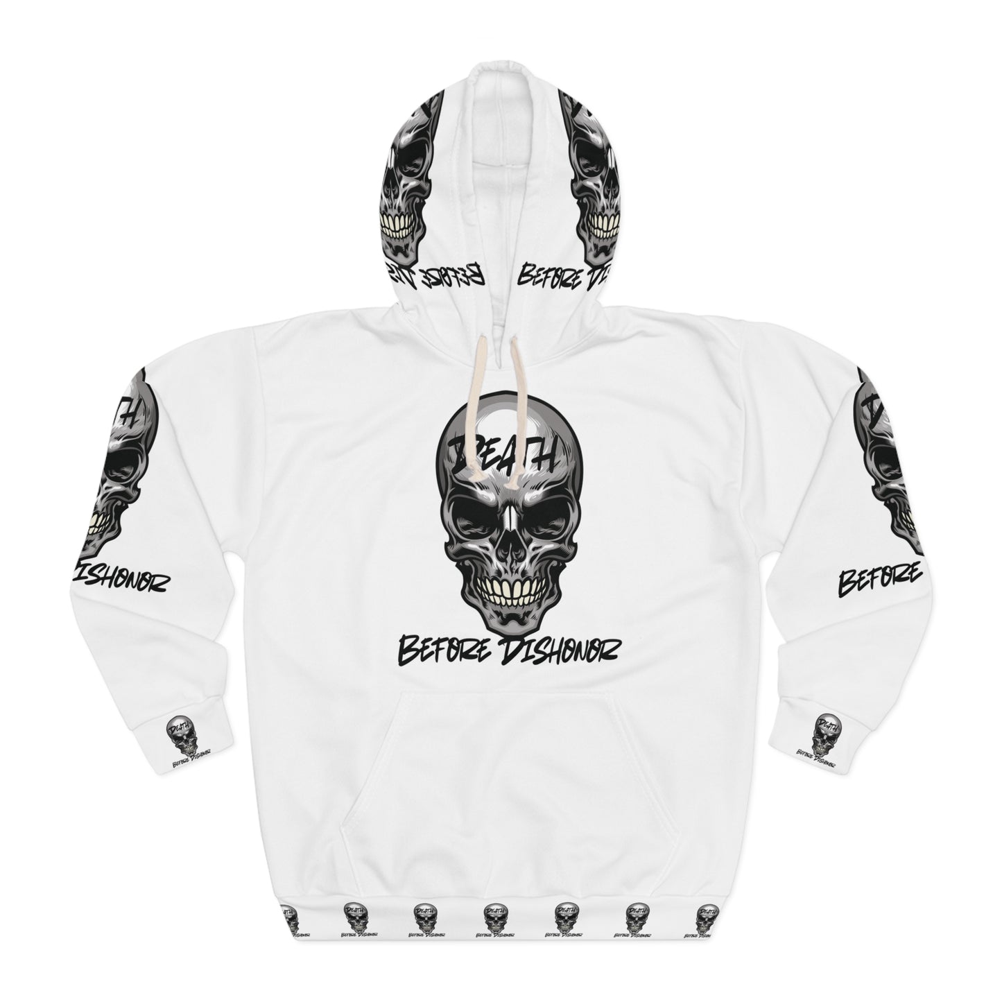 Death Before Dishonor Skull Graphic Unisex Pullover Hoodie - 'Death Before Dishonor' Statement Apparel