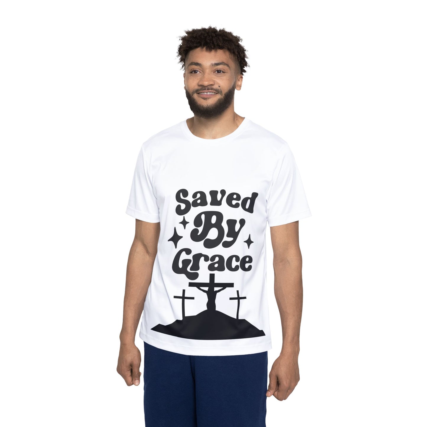 Men's Sports Jersey - 'Saved By Grace' Inspirational Tee