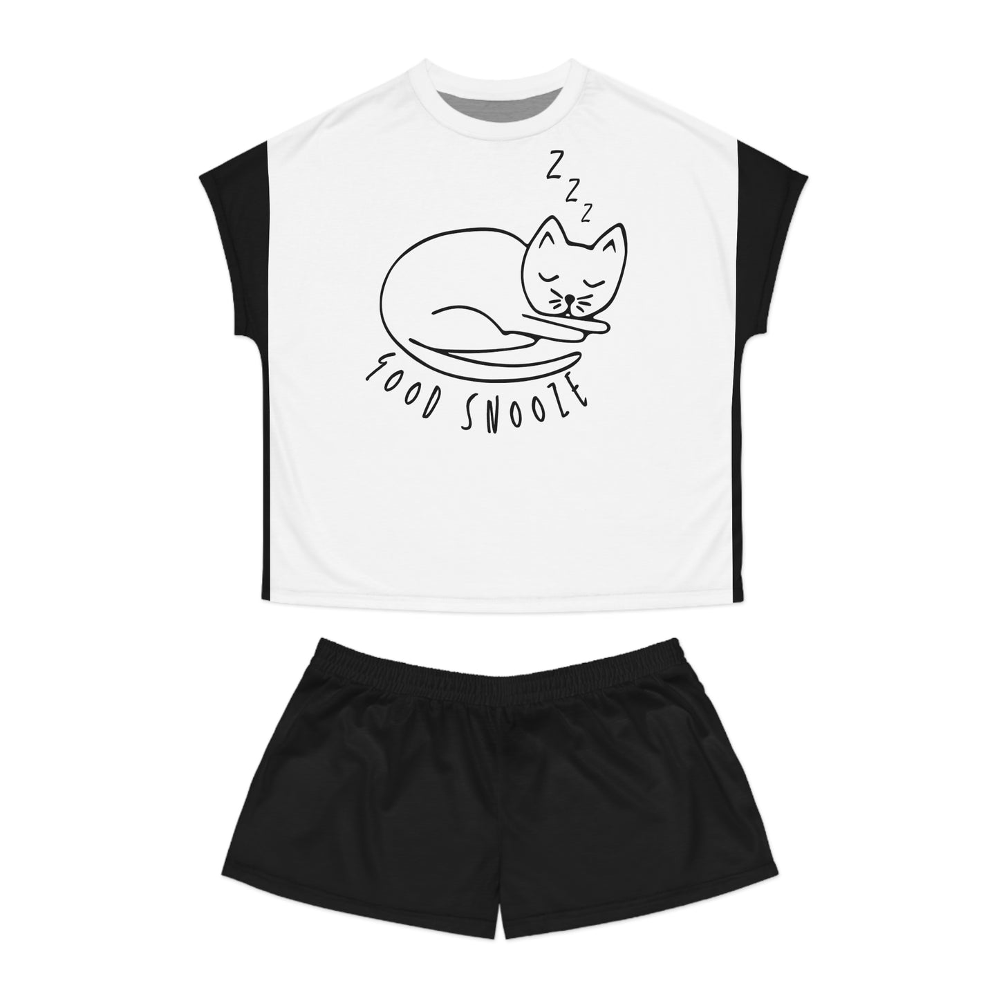 Cute Cat Themed Women's Short Pajama Set - Perfect for Sleep and Relaxation