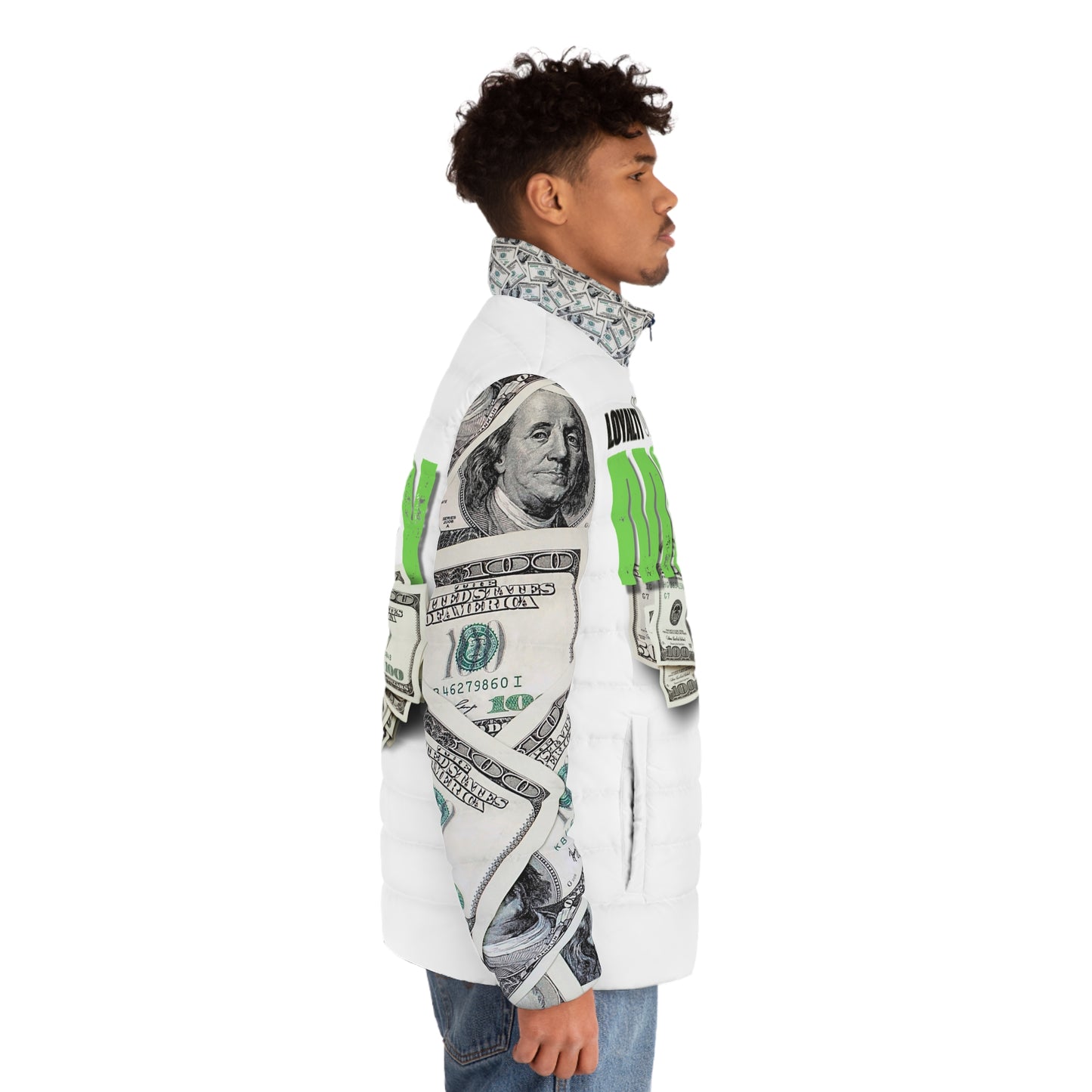 Loyalty Over Money Men's Puffer Jacket - Stylish and Cozy Winter Wear