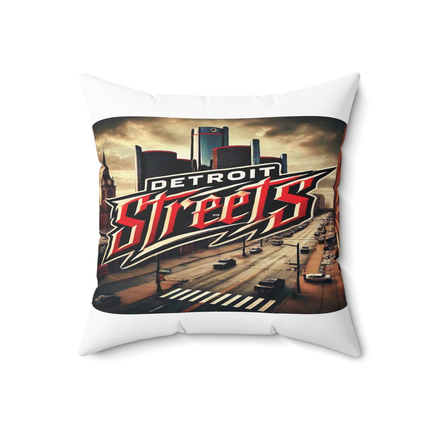 Detroit Streets Decor Pillow - Urban Home Accent Cushion