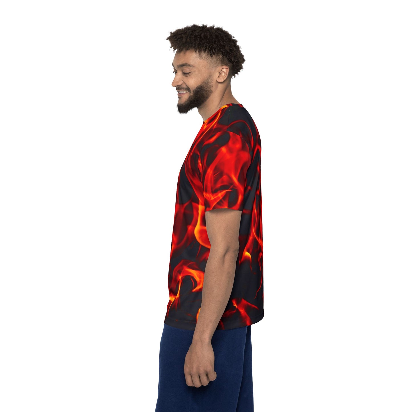 Men's Fire-Print Sports Jersey – Perfect for Game Days and Casual Wear