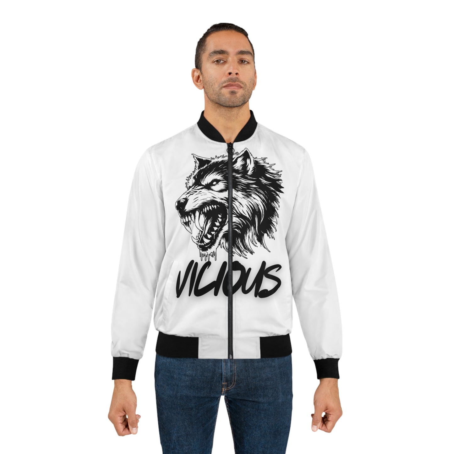 Vicious Wolf Men’s Bomber Jacket - Bold, Edgy Outerwear for Animal Lovers