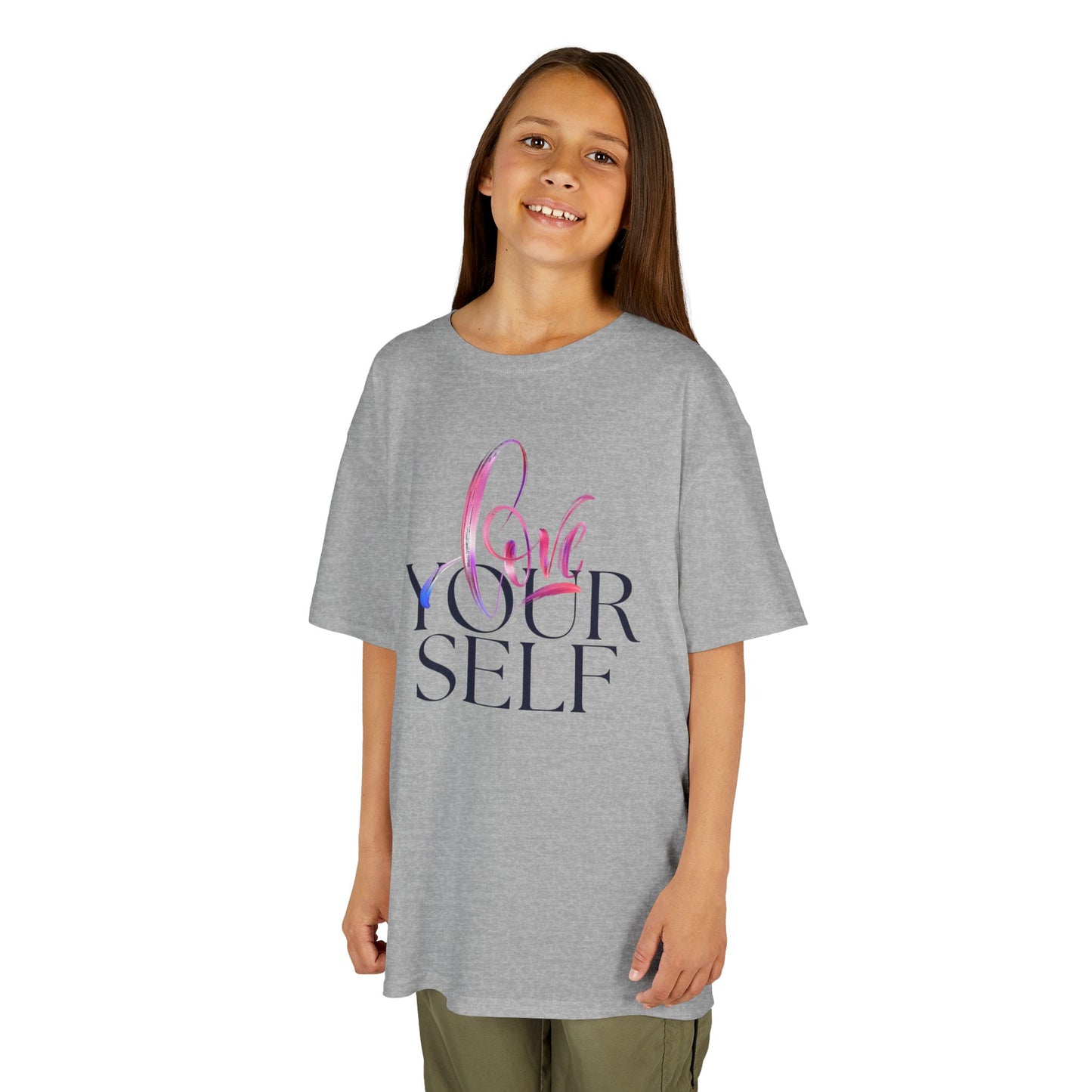 Kids 'Love Yourself' Heavy Cotton Tee - Positive Vibes & Self-Esteem T-Shirt