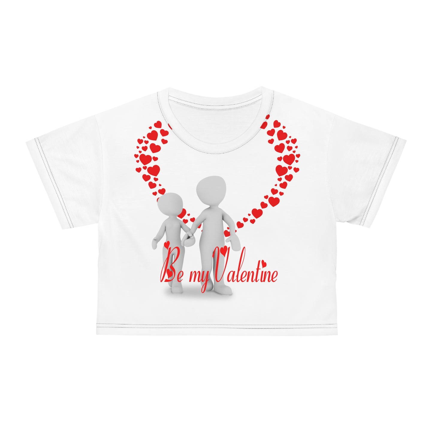 Valentine's Day Crop Tee - "Be My Valentine" Heart Design