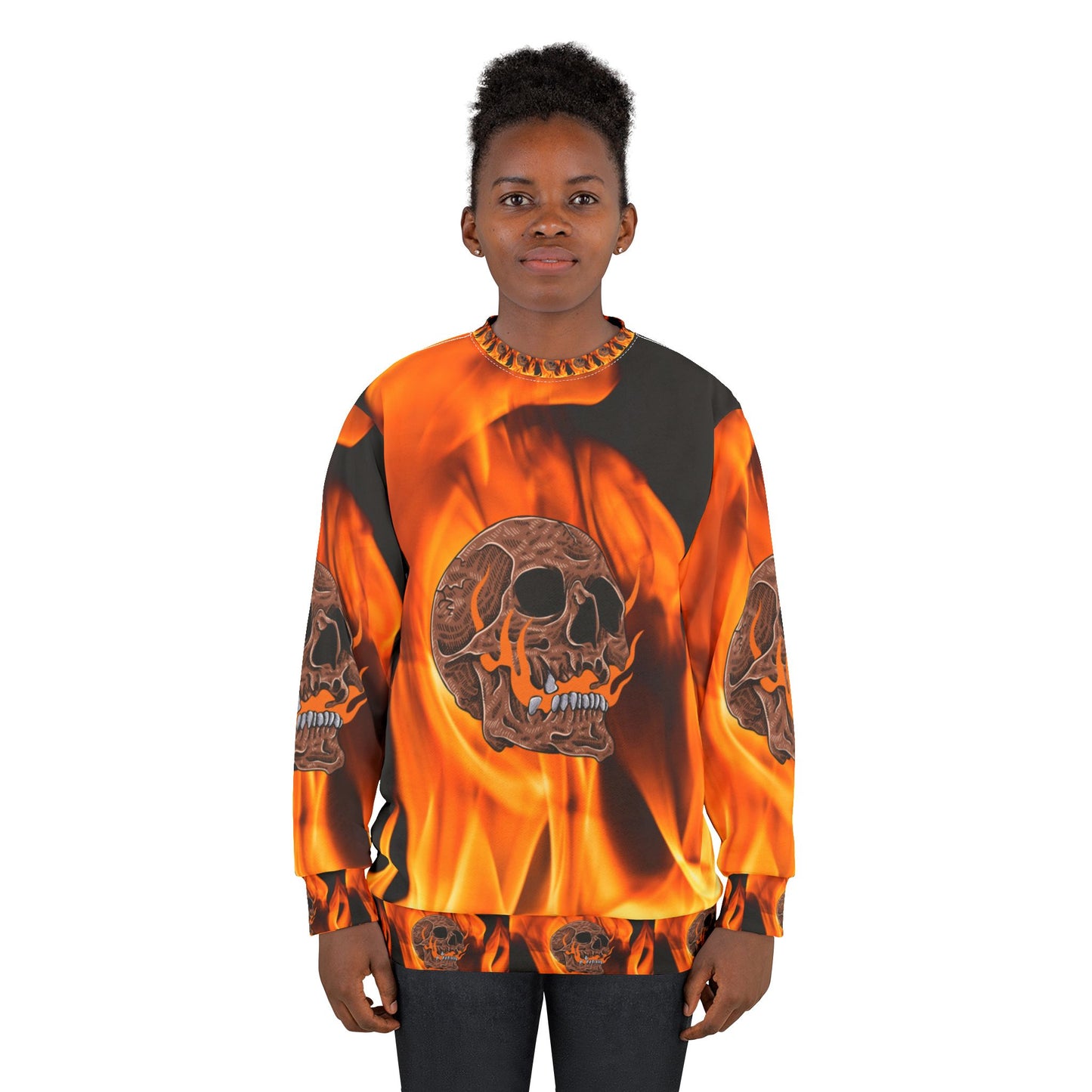 Flaming Skull Unisex Sweatshirt - Bold Graphic Apparel for Edgy Style