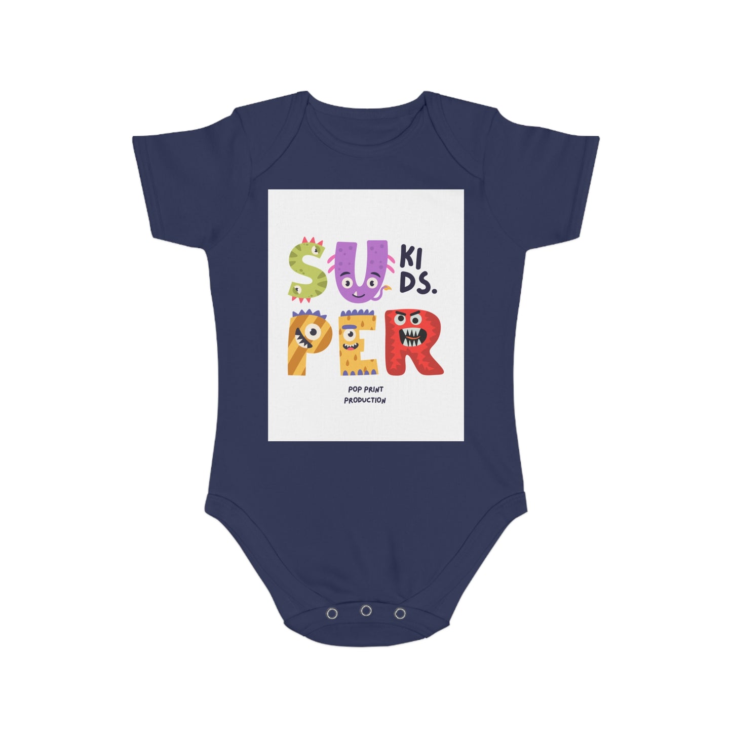 Super Kids Short Sleeve Baby Bodysuit - Fun & Colorful Design for Playful Infants