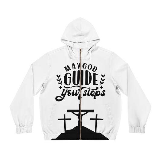 Men's Inspirational Full-Zip Hoodie - 'May God Guide Your Steps'