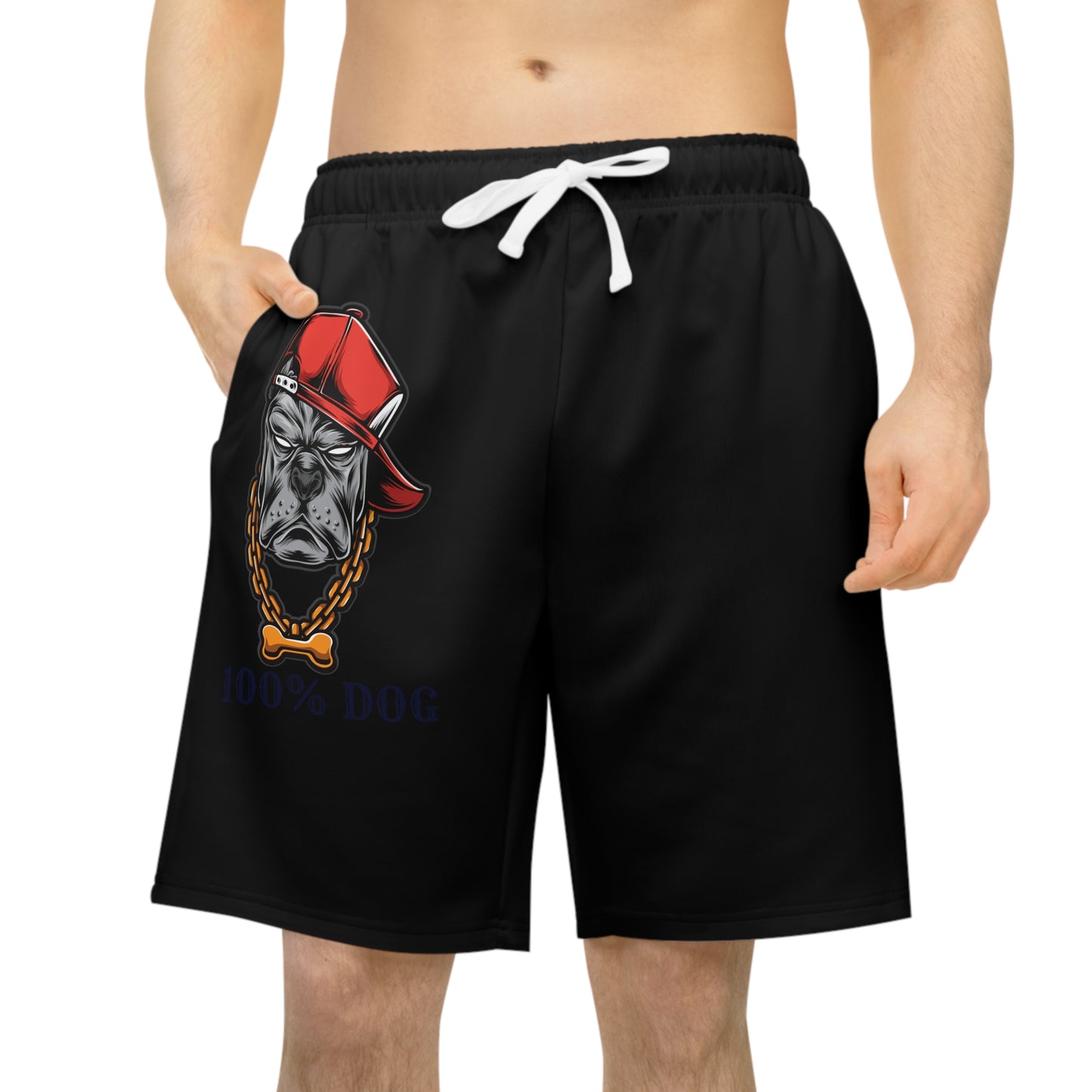 100% Dog Graphic Athletic Long Shorts for Pet Lovers