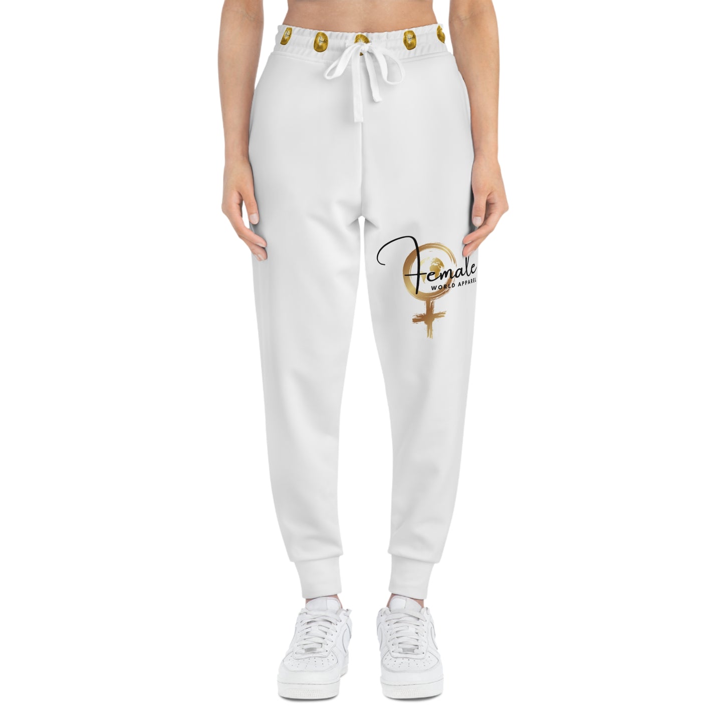 Female Empowerment Athletic Joggers - Stylish White Sweatpants for Active Women